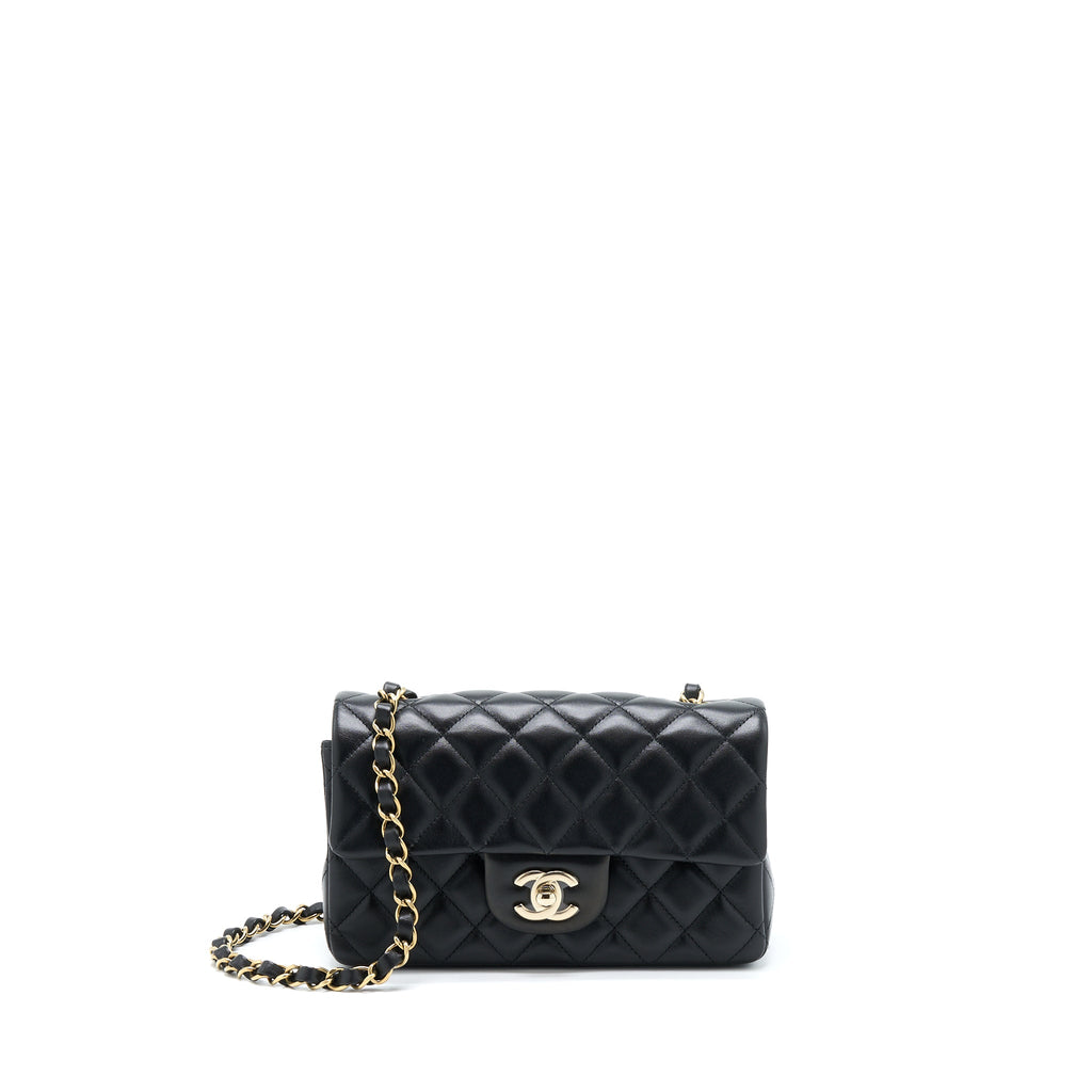 CHANEL MINI RECTANGULAR LAMBSKIN BLACK LGHW(MICROCHIP)
