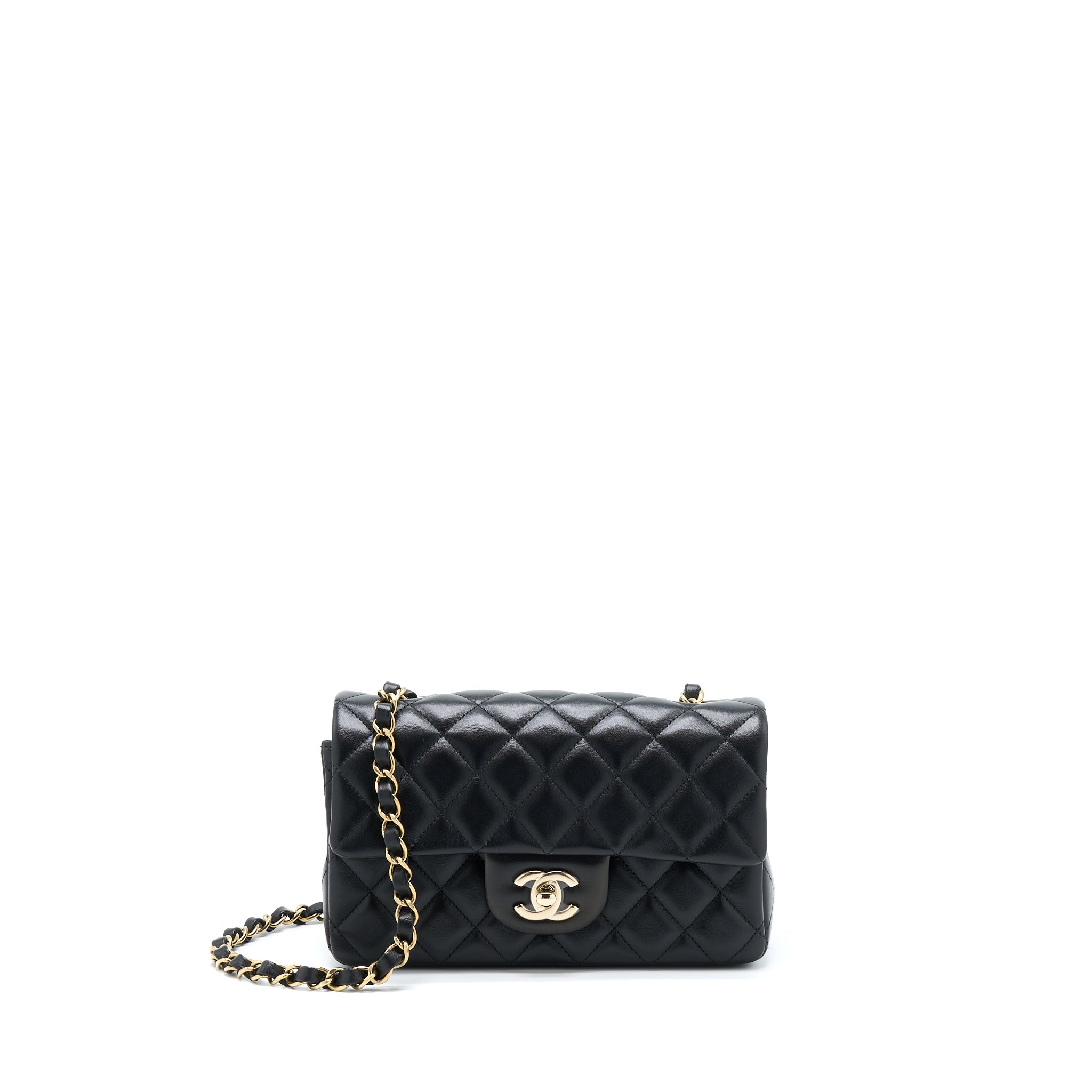 CHANEL MINI RECTANGULAR LAMBSKIN BLACK LGHW(MICROCHIP)