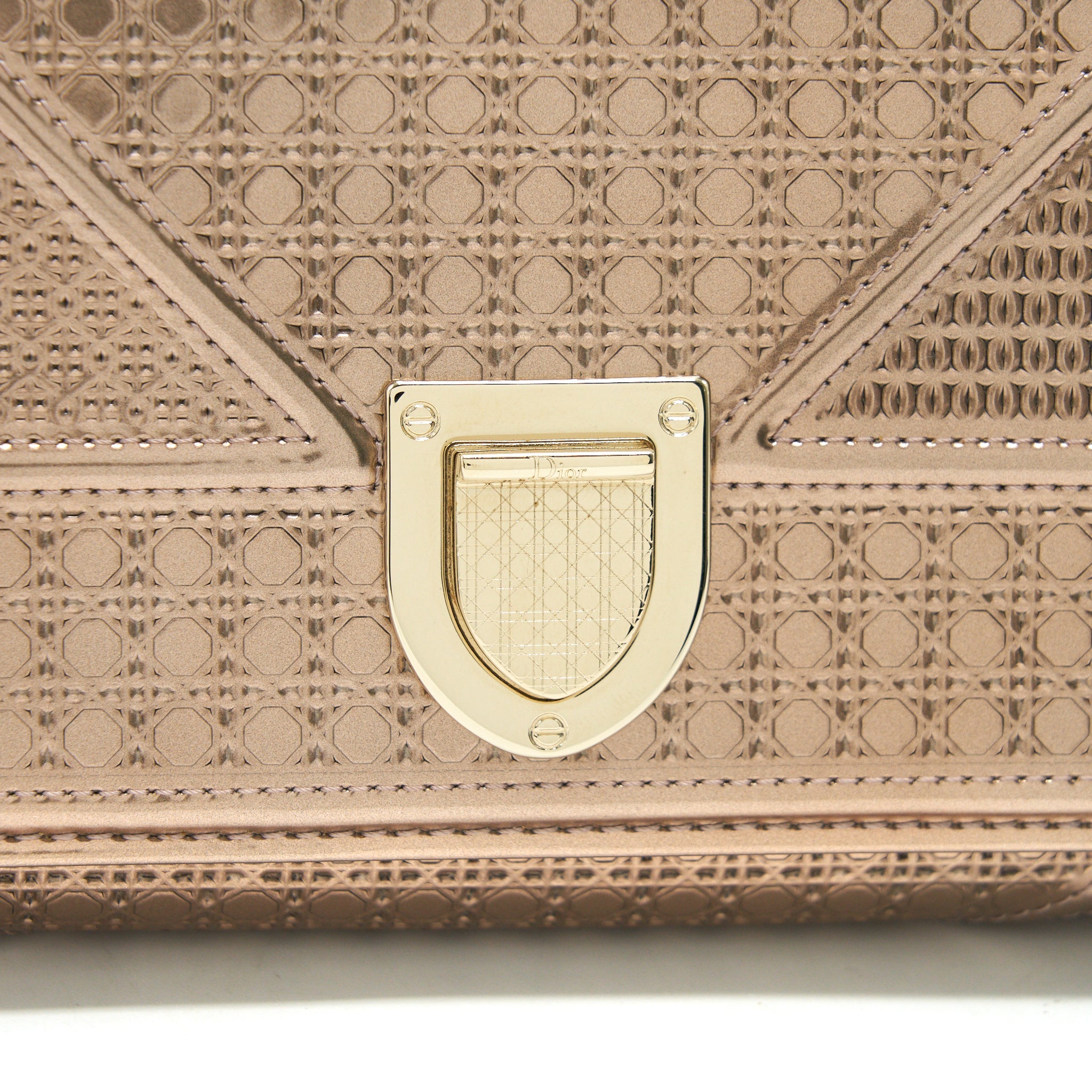 DIOR DIORAMA METALLIC PINK WALLET WITH CHAIN