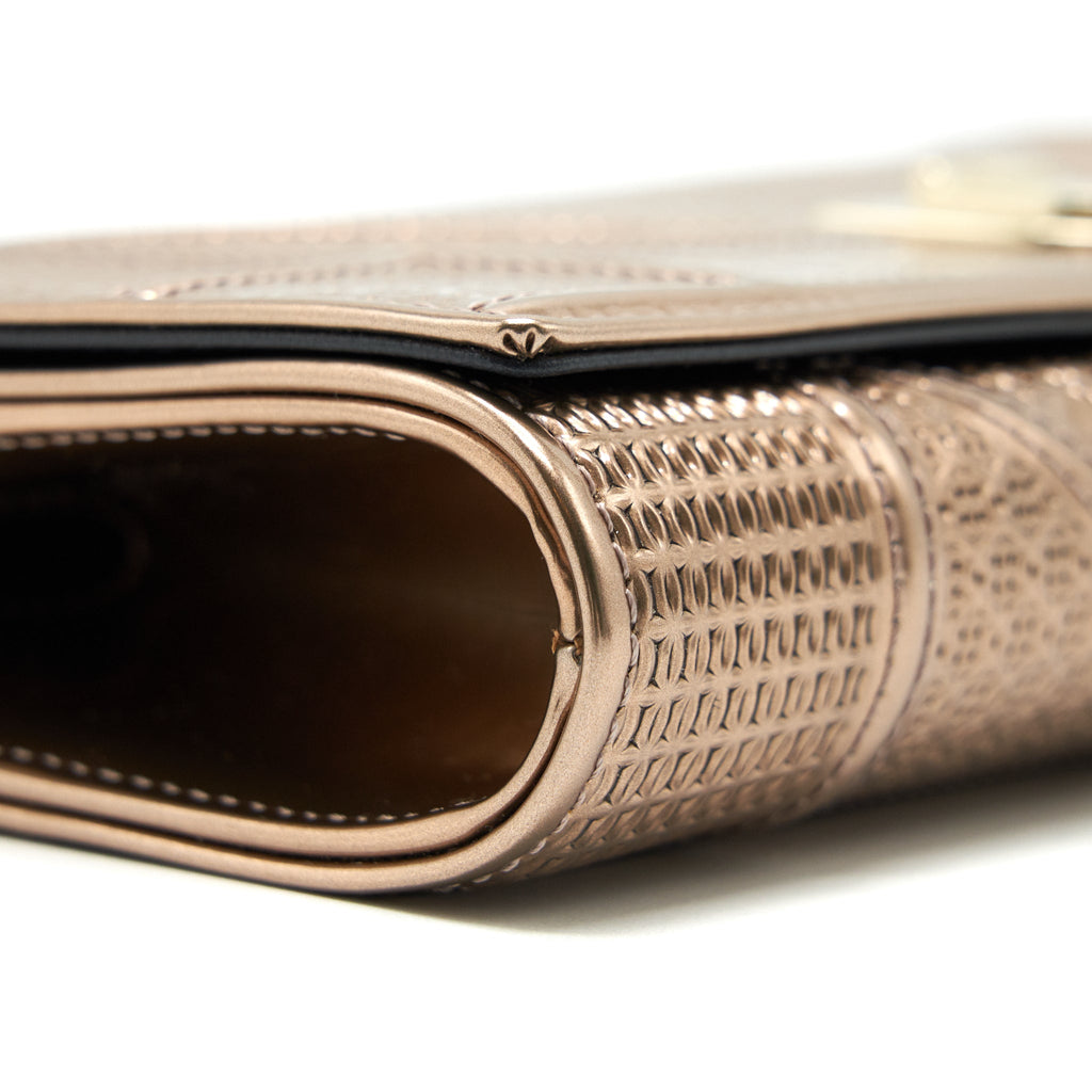 DIOR DIORAMA METALLIC PINK WALLET WITH CHAIN