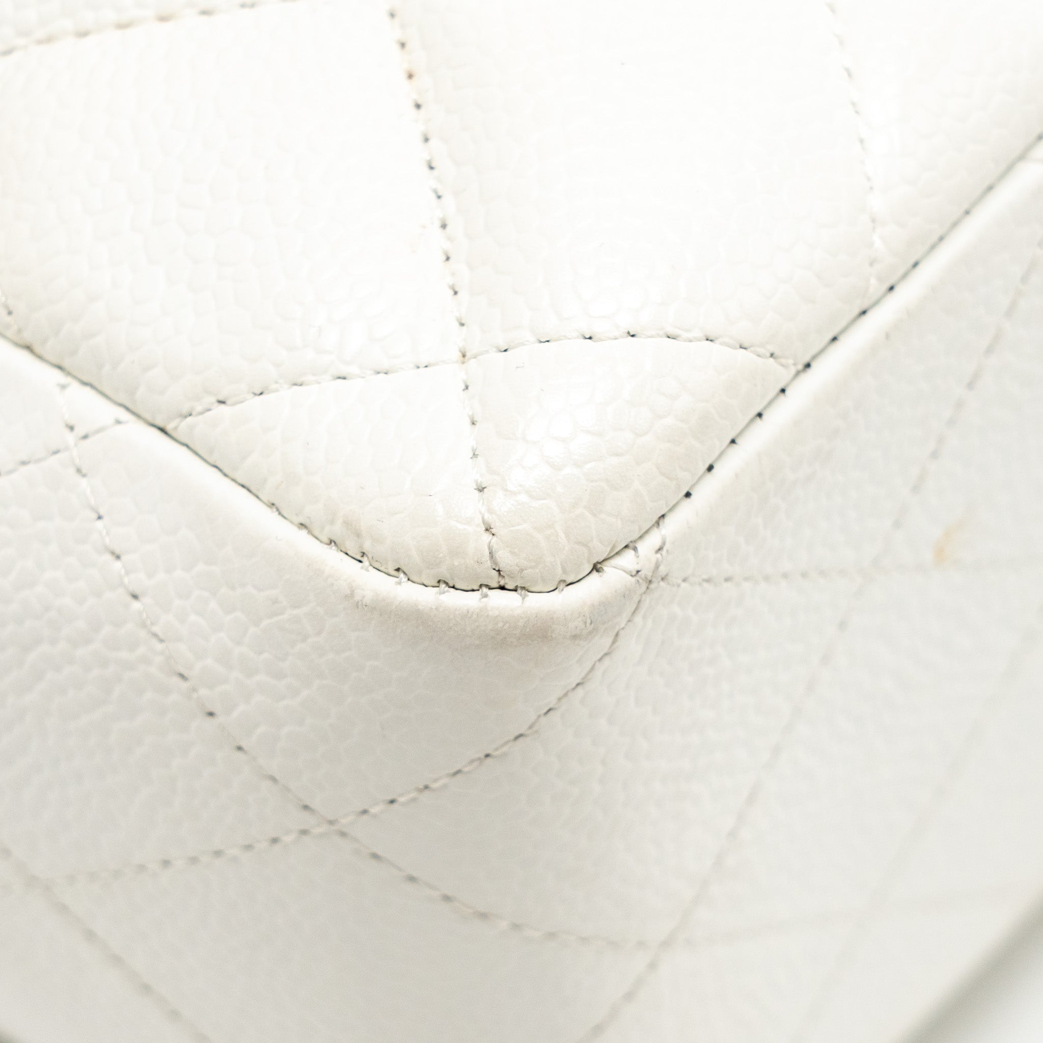 CHANEL JUMBO CLASSIC SINGLE FLAP BAG CAVIAR WHITE SHW