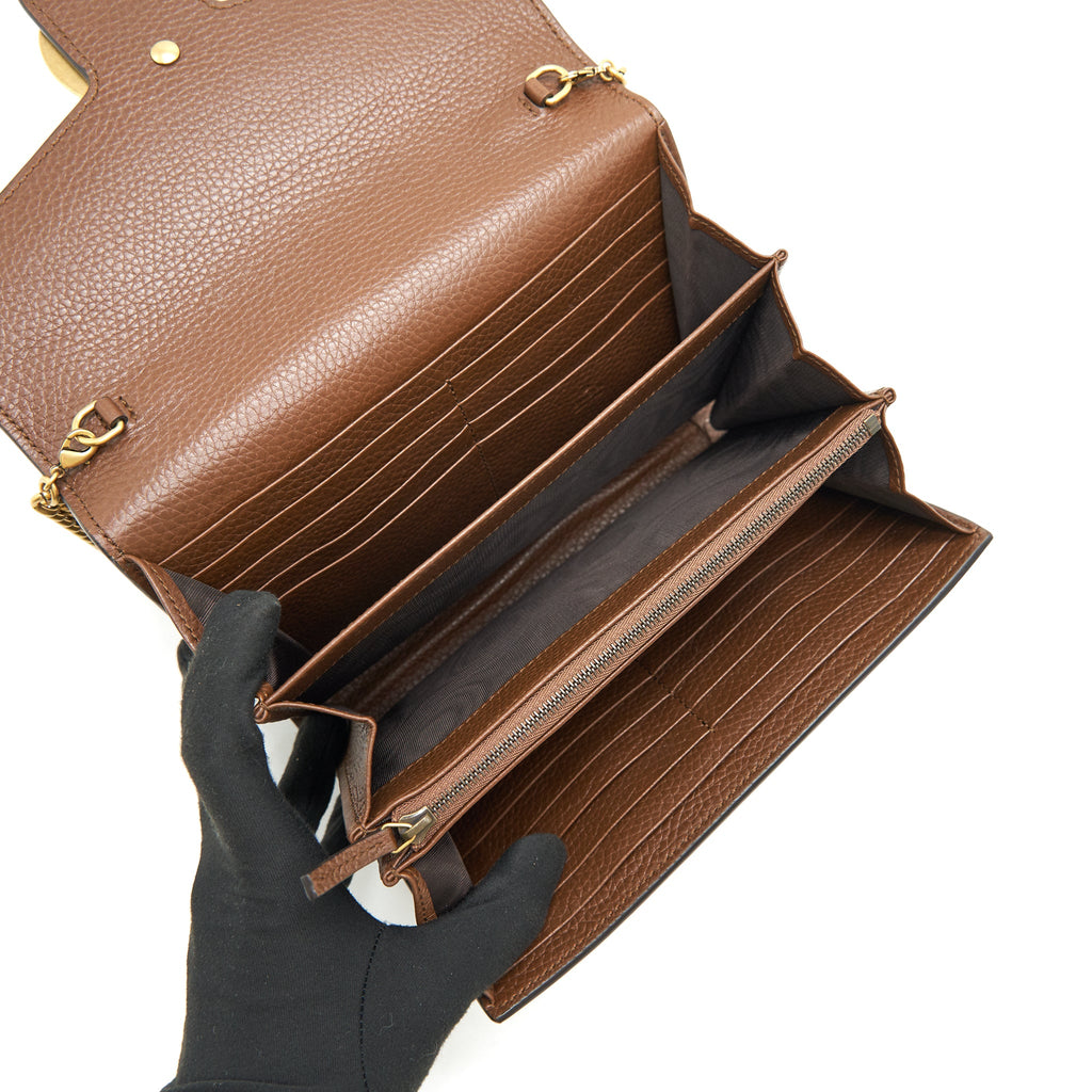 GUCCI GG MARMONT CHAIN WALLETS BROWN