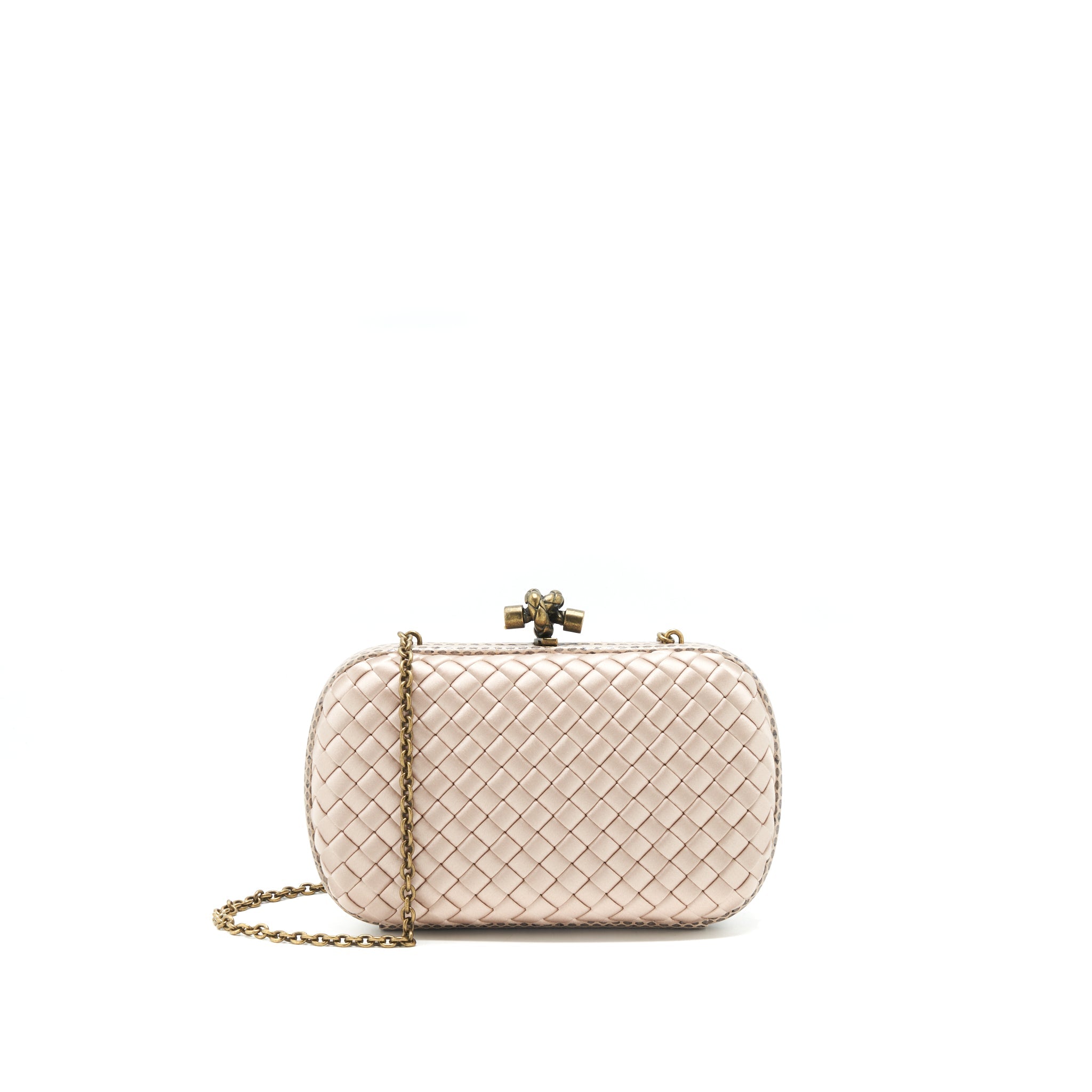 BOTTEGA VENETA STRETCH KNOT CLUTCH BEIGE/ LIGHT BROWN