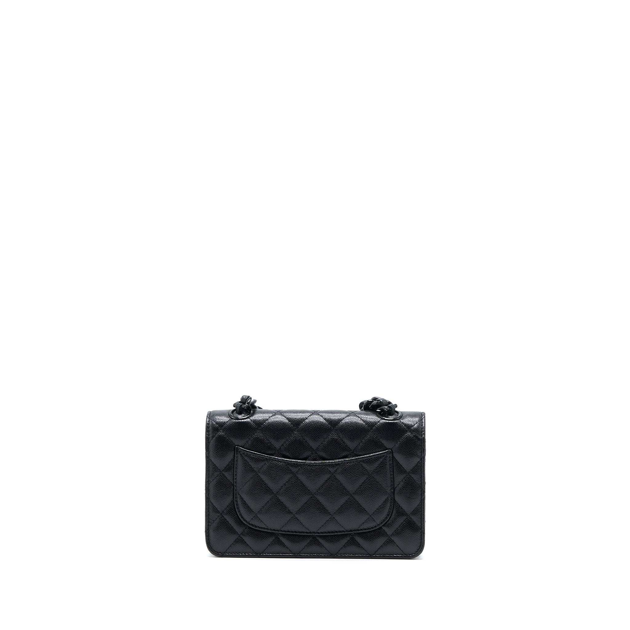 CHANEL QUILTED WALLET ON CHAIN CAVIAR SO BLACK