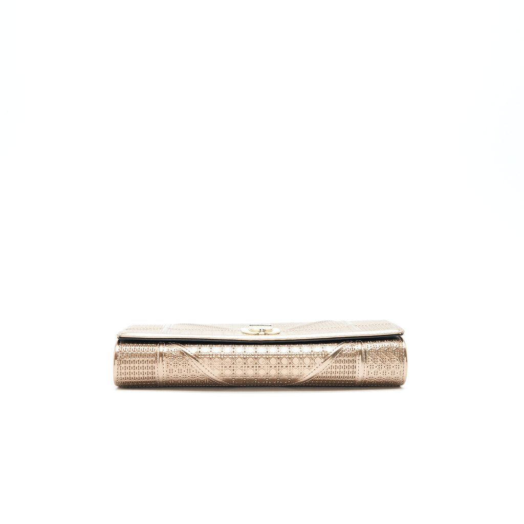 DIOR DIORAMA METALLIC PINK WALLET WITH CHAIN
