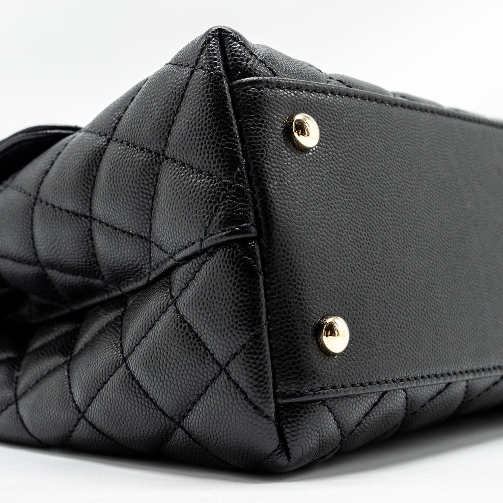 CHANEL LARGE COCO HANDLE CAVIAR BLACK LGHW (MICROCHIP)