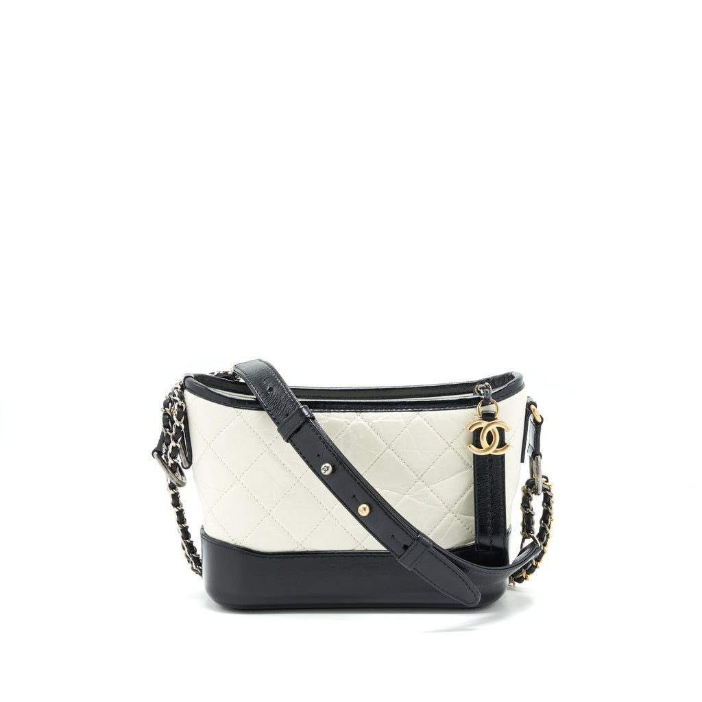 CHANEL SMALL GABRIELLE HOBO BAG WHITE/BLACK