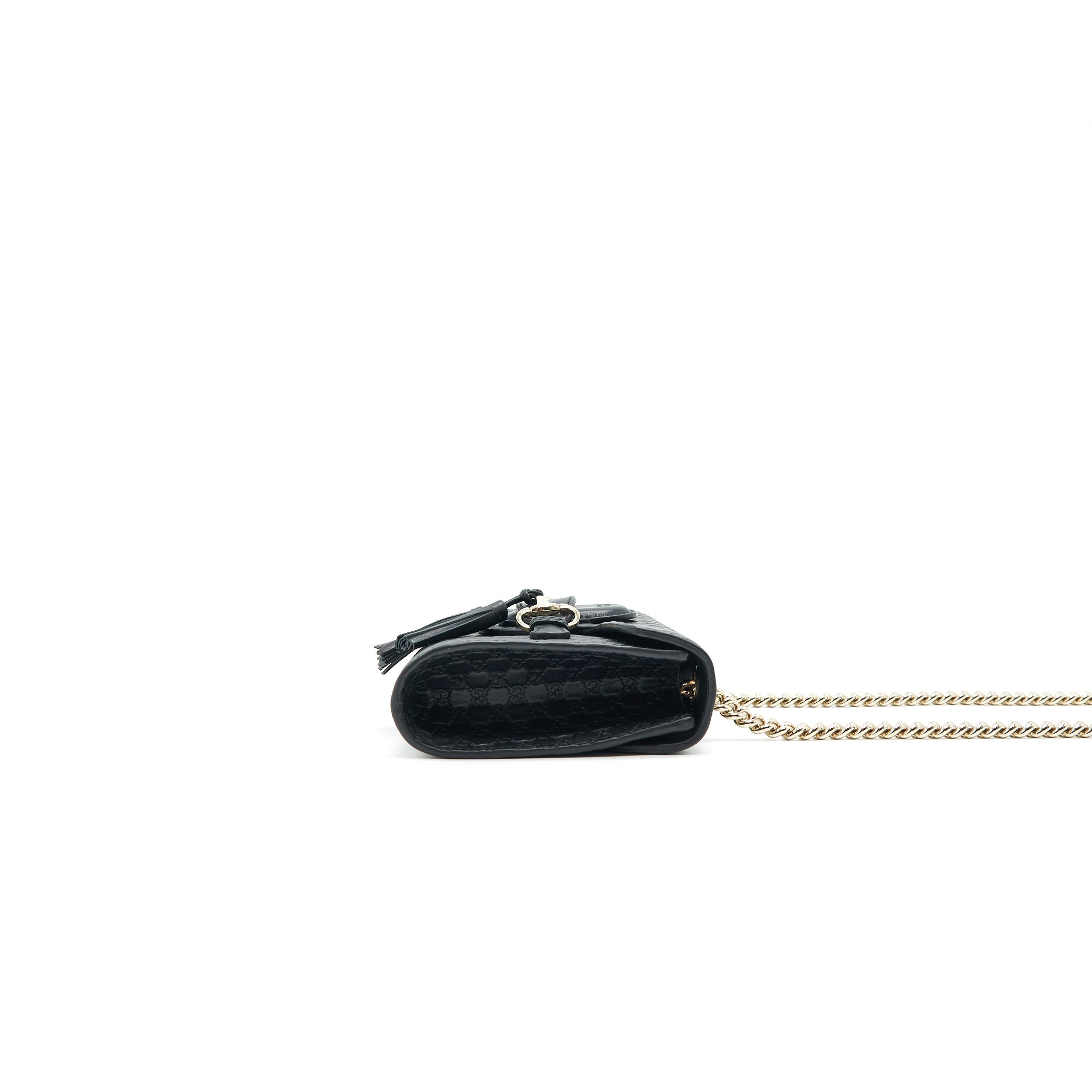 GUCCI EMILY GUCCISSIMA MINI LEATHER SHOULDER BAG BLACK