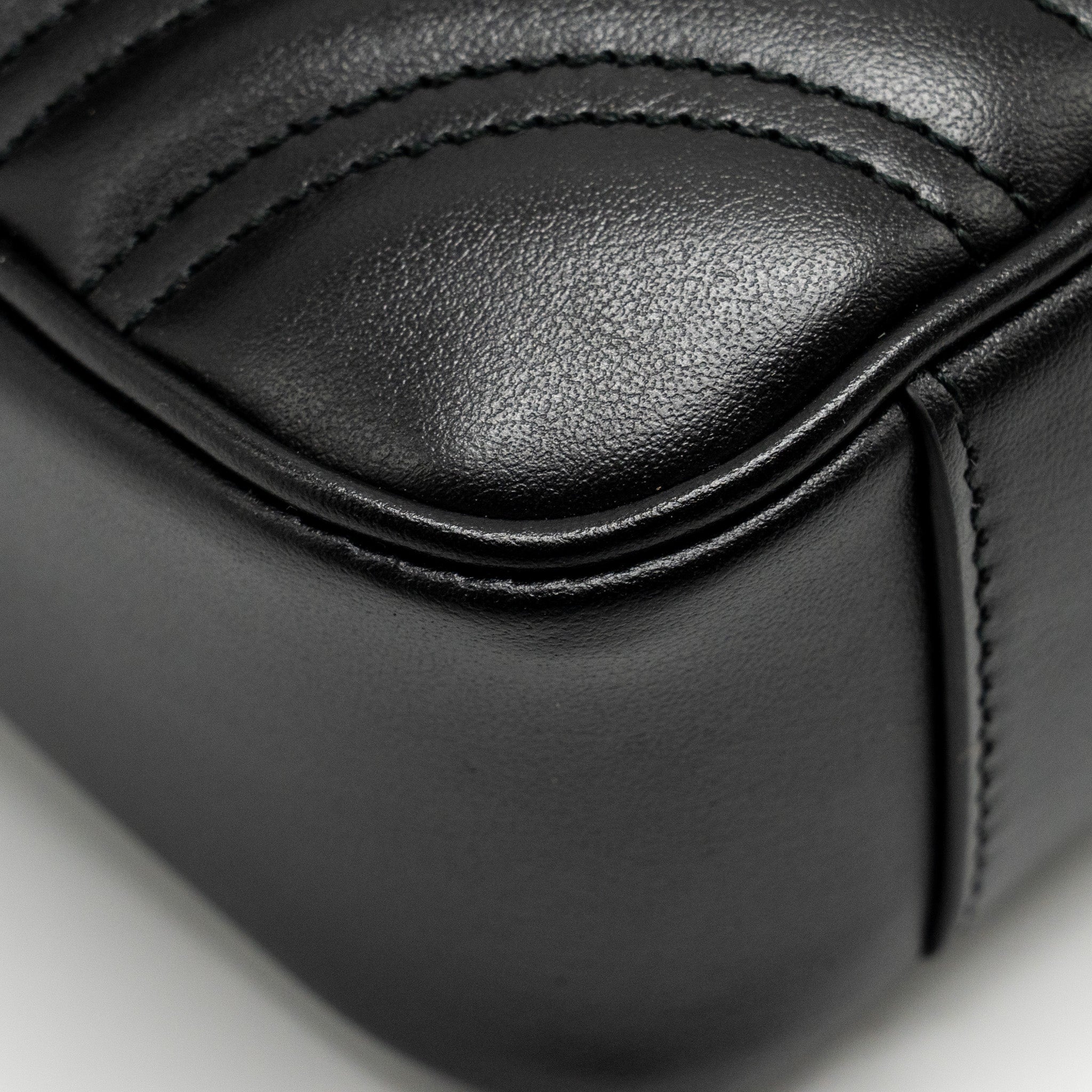 GUCCI MINI GG MARMONT SHOULDER BAG CALFSKIN BLACK GHW