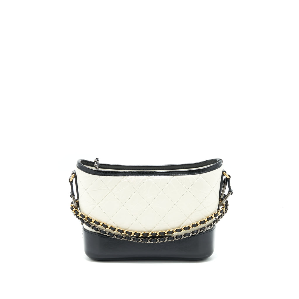 CHANEL SMALL GABRIELLE HOBO BAG WHITE/BLACK