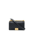 CHANEL MEDIUM BOY BAG LAMBSKIN BLACK BRUSHED GHW (MICROCHIP)
