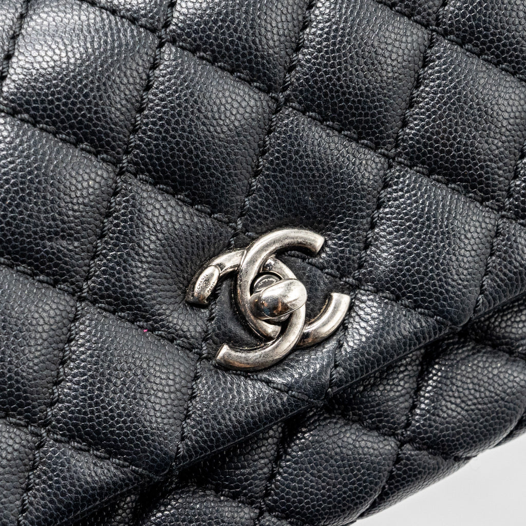 CHANEL SMALL COCO HANDLE CAVIAR BLACK RUTHENIUM HARDWARE