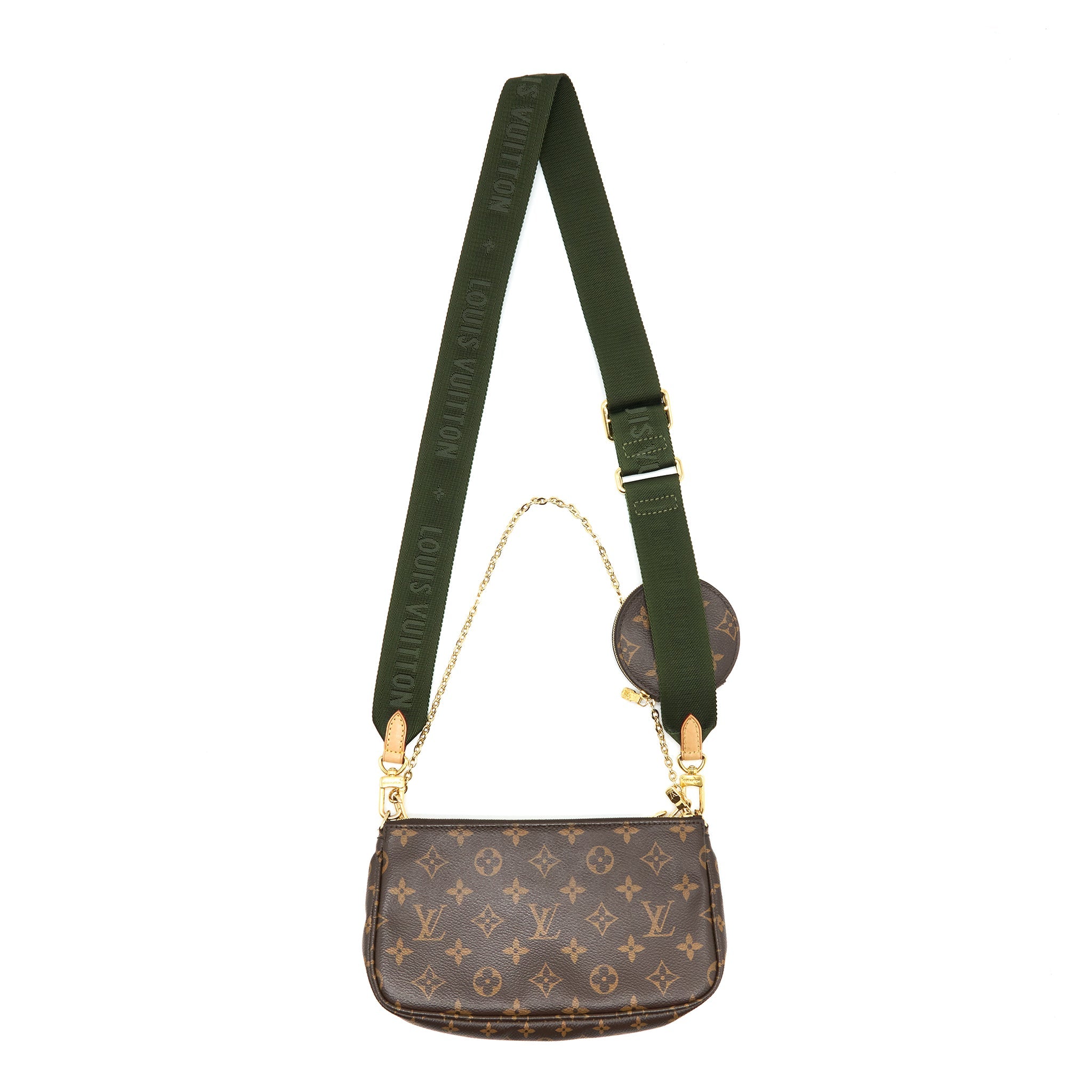 LOUIS VUITTON MULTI POCHETTE KAHKI STRAP MONOGRAM GHW