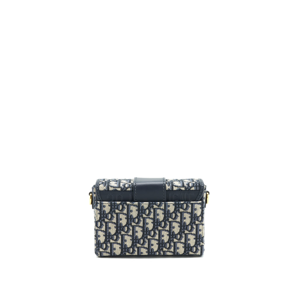 DIOR MONTAIGNE MINI BOX BAG BLUE OBLIQUE GHW