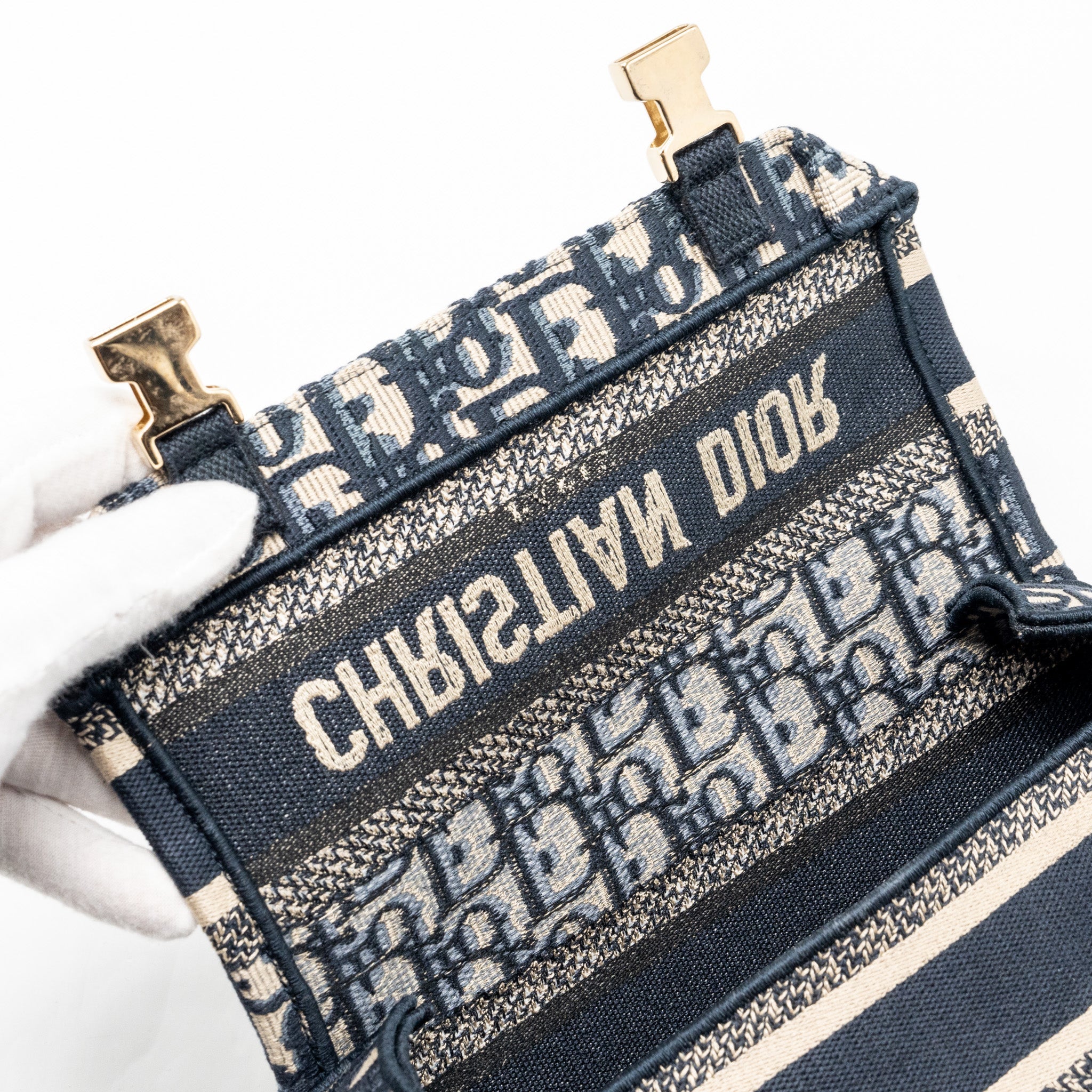 DIOR SMALL DIORCAMP BAG DIOR OBLIQUE EMBROIDERY CANVAS BLUE LGHW