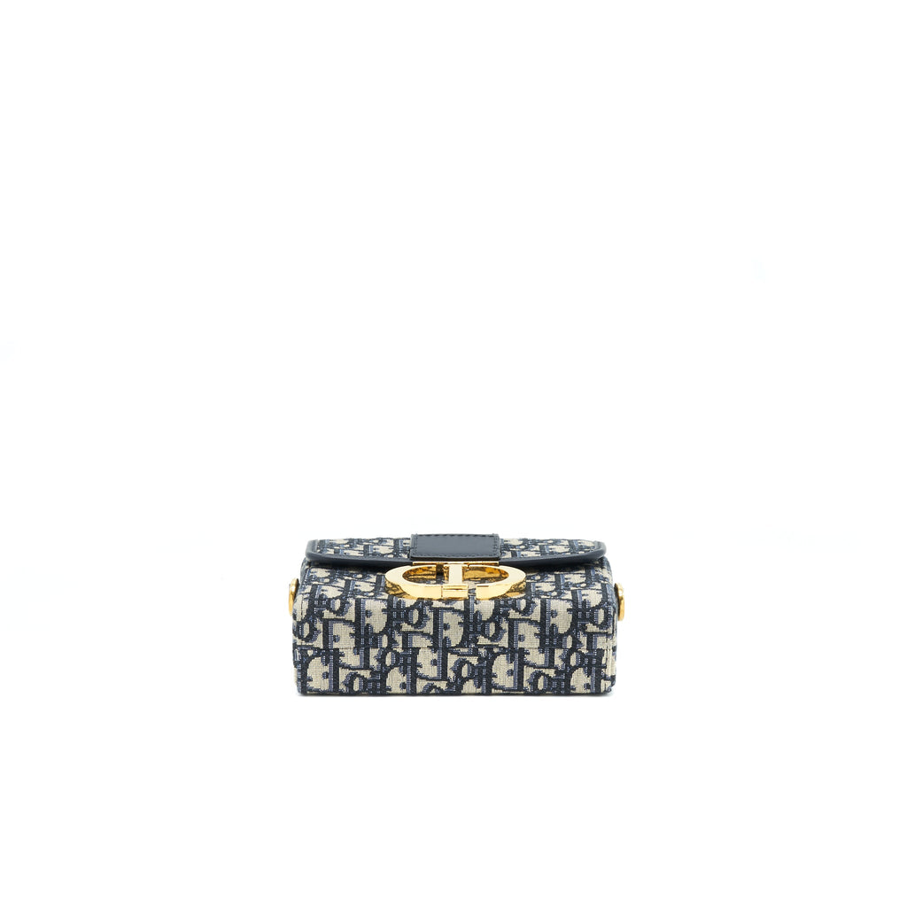DIOR MONTAIGNE MINI BOX BAG BLUE OBLIQUE GHW