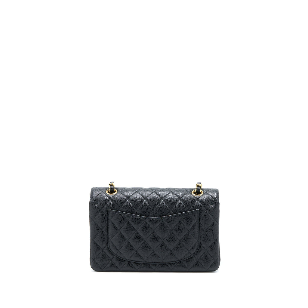 CHANEL SMALL CLASSIC DOUBLE FLAP BAG CAVIAR BLACK GHW (MICROCHIP)