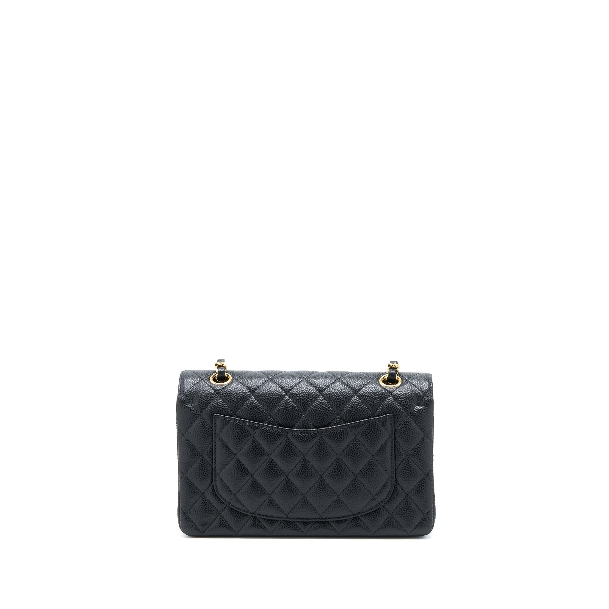 CHANEL SMALL CLASSIC DOUBLE FLAP BAG CAVIAR BLACK GHW (MICROCHIP)