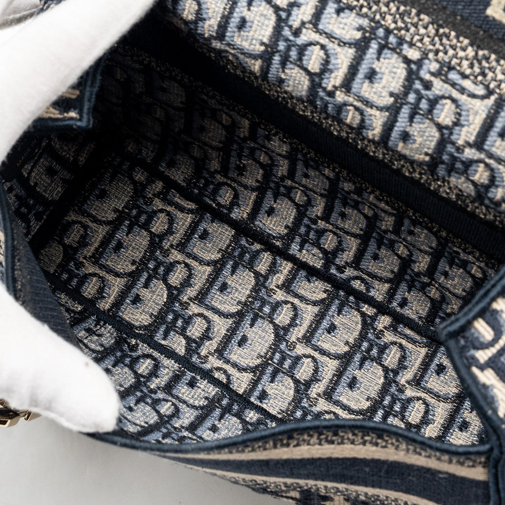 DIOR SMALL DIORCAMP BAG DIOR OBLIQUE EMBROIDERY CANVAS BLUE LGHW
