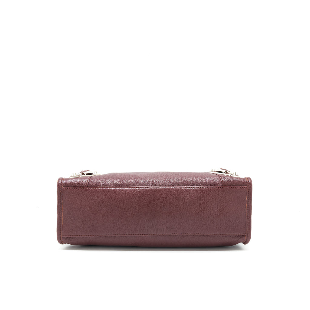 BALENCIAGA SMALL CITY EDGE BURGUNDY SHW
