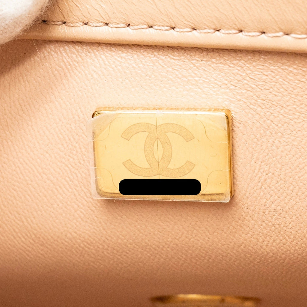 CHANEL GOLD CRUSH FLAP BAG CALFSKIN BEIGE GHW (MICROCHIP)