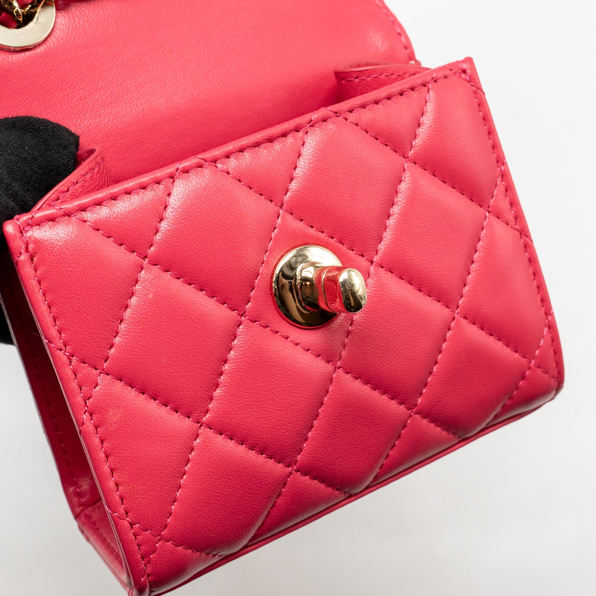 CHANEL MINI TRENDY CC CLUTCH WITH CHAIN LAMBSKIN PINK LGHW