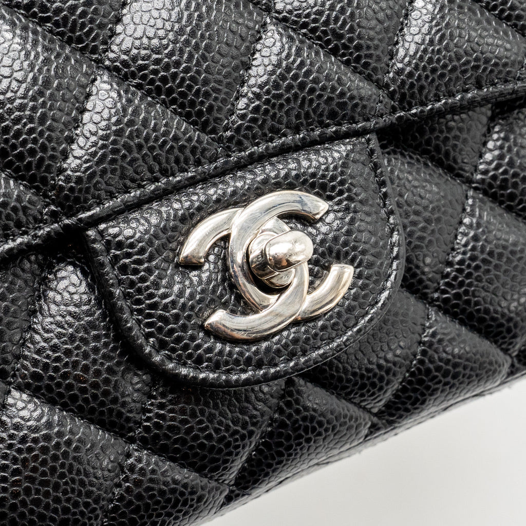 CHANEL MEDIUM CLASSIC DOUBLE FLAP BAG CAVIAR BLACK SHW