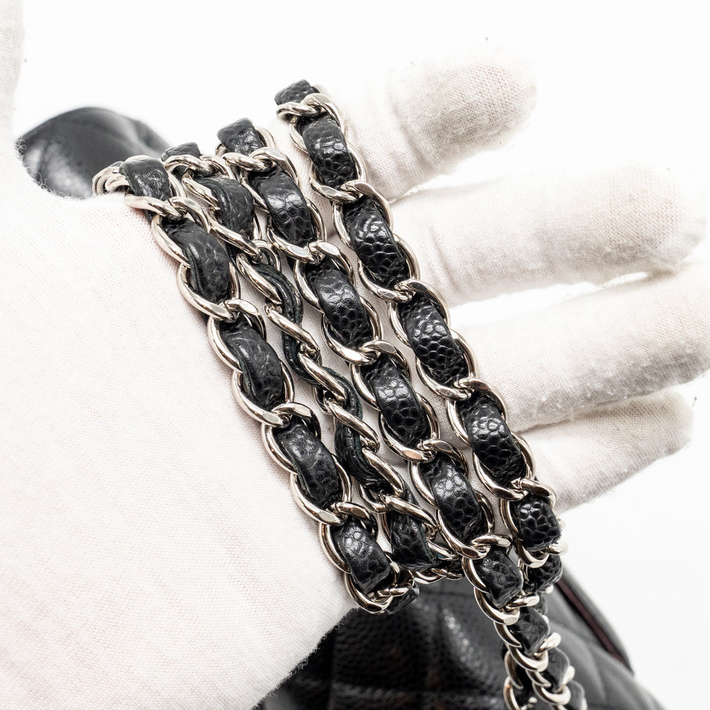 CHANEL MEDIUM CLASSIC DOUBLE FLAP BAG CAVIAR BLACK SHW