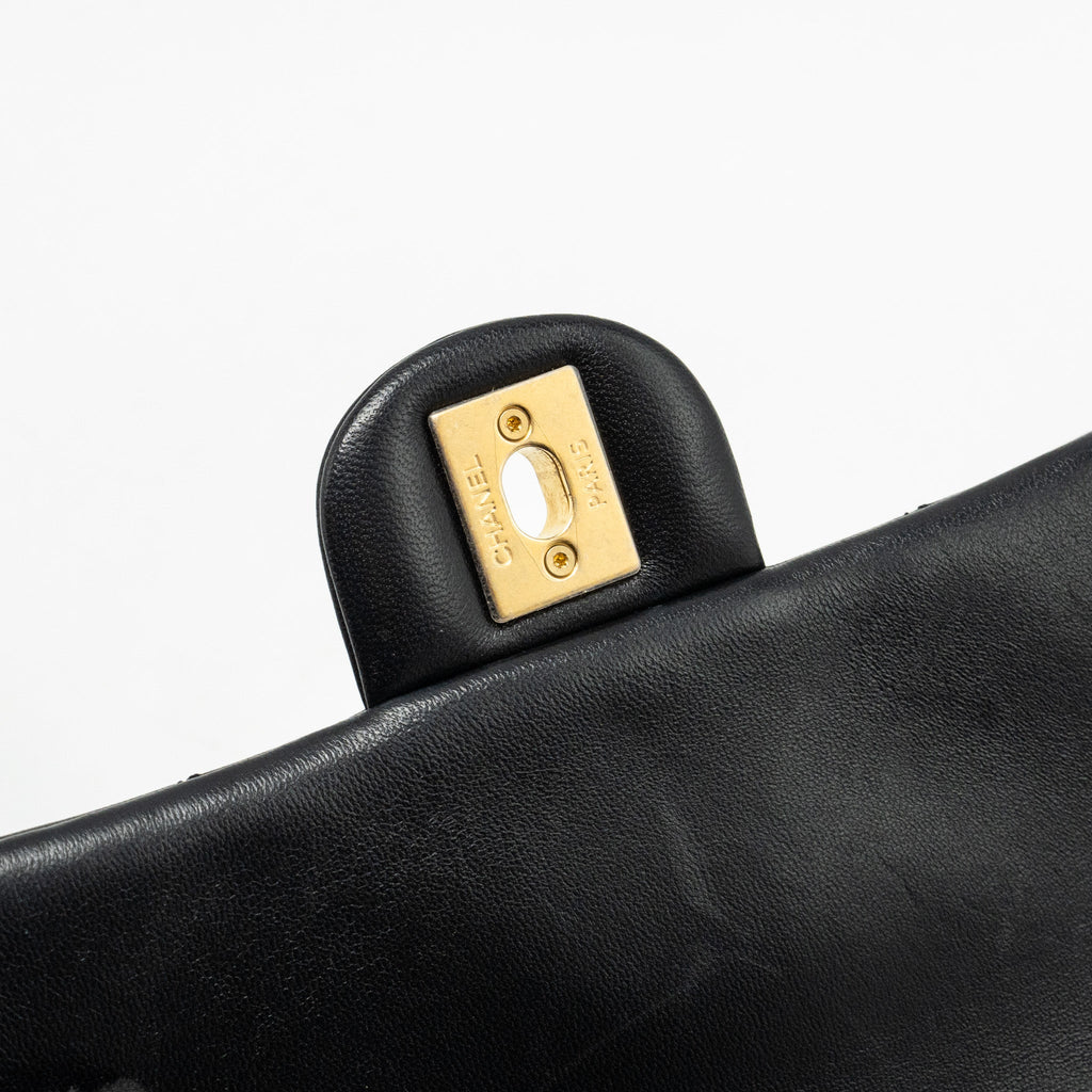 CHANEL MY PERFECT MINI FLAP BAG WITH PEARL CHAIN LAMBSKIN BLACK GHW (MICROCHIP)