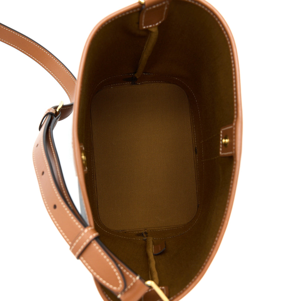 CELINE SMALL BUCKET BAG TRIOMPHE CANVAS/LEATHER TAN GHW