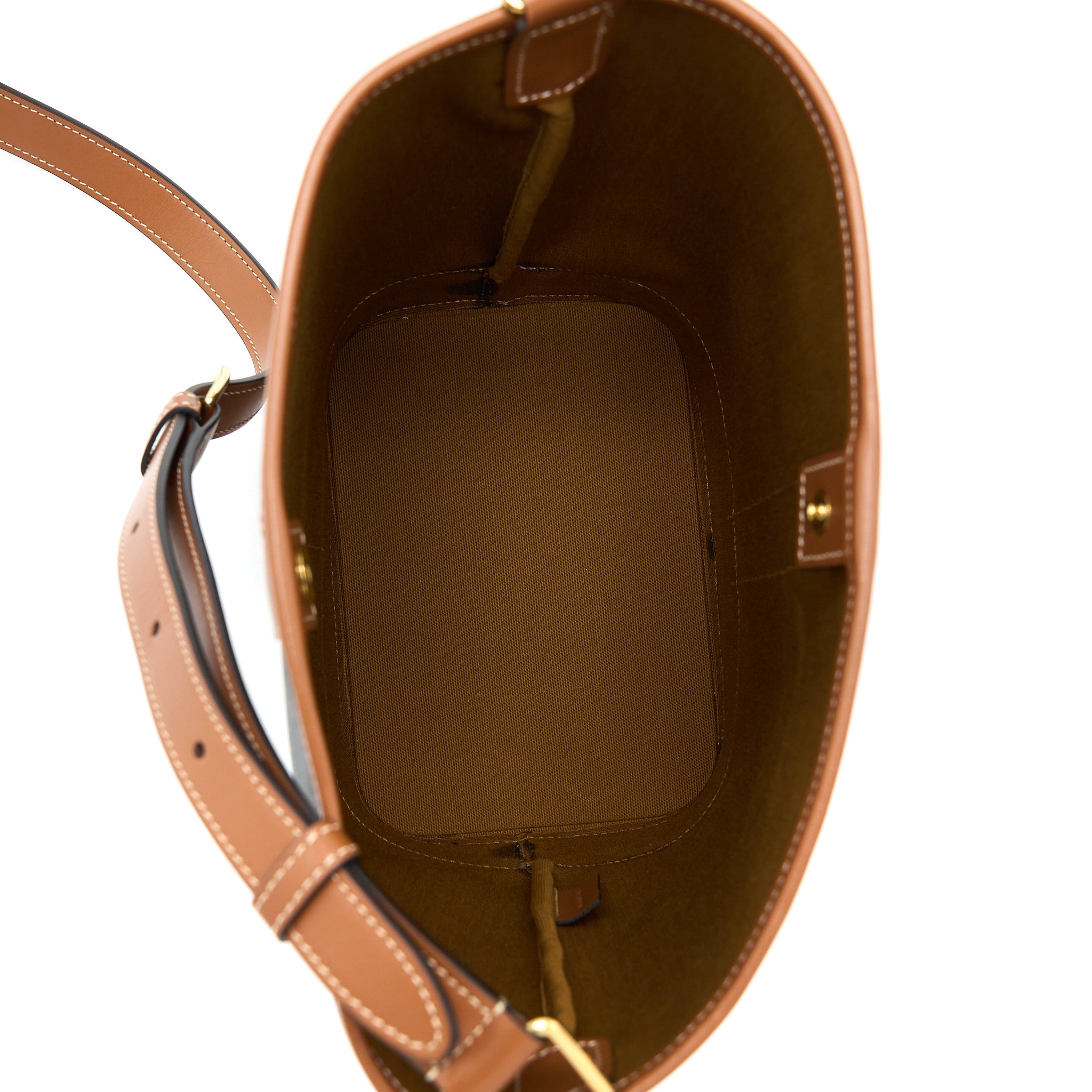 CELINE SMALL BUCKET BAG TRIOMPHE CANVAS/LEATHER TAN GHW
