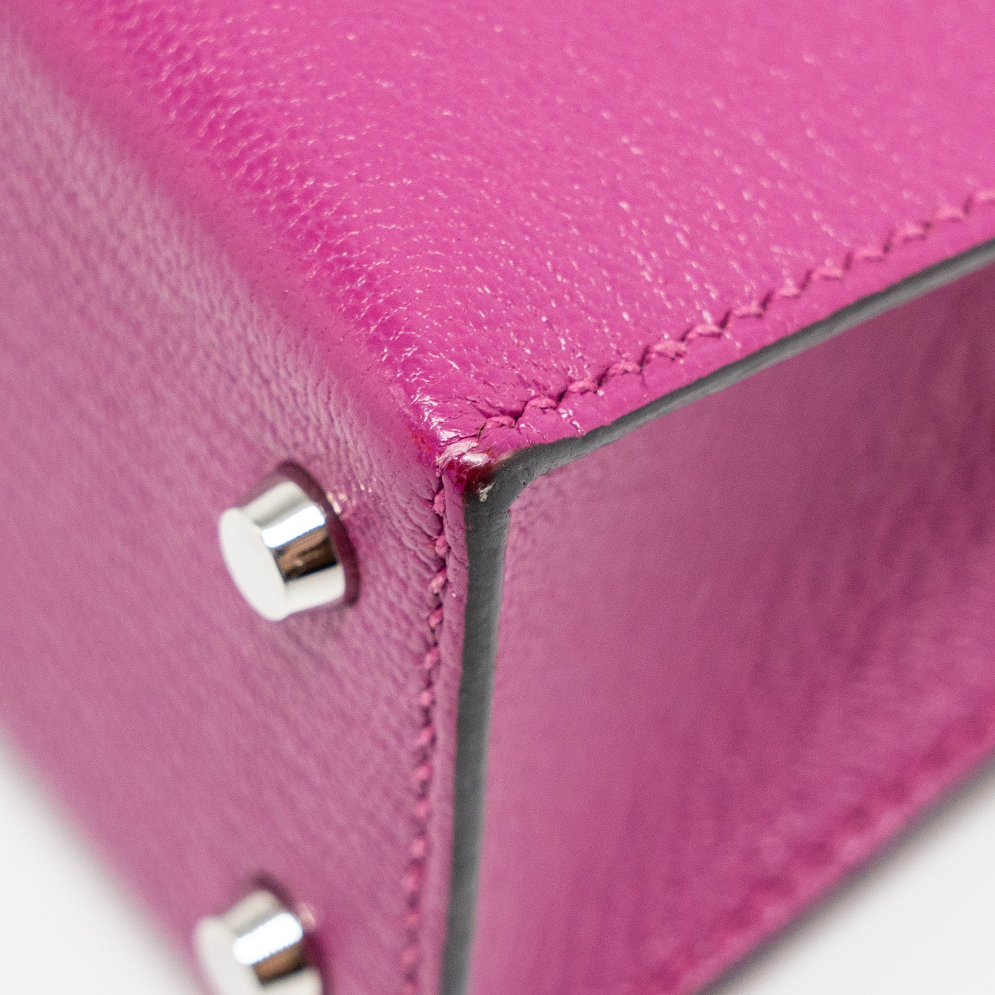 HERMES MINI KELLY CHÈVRE MYSORE ROSE POURPRE SHW