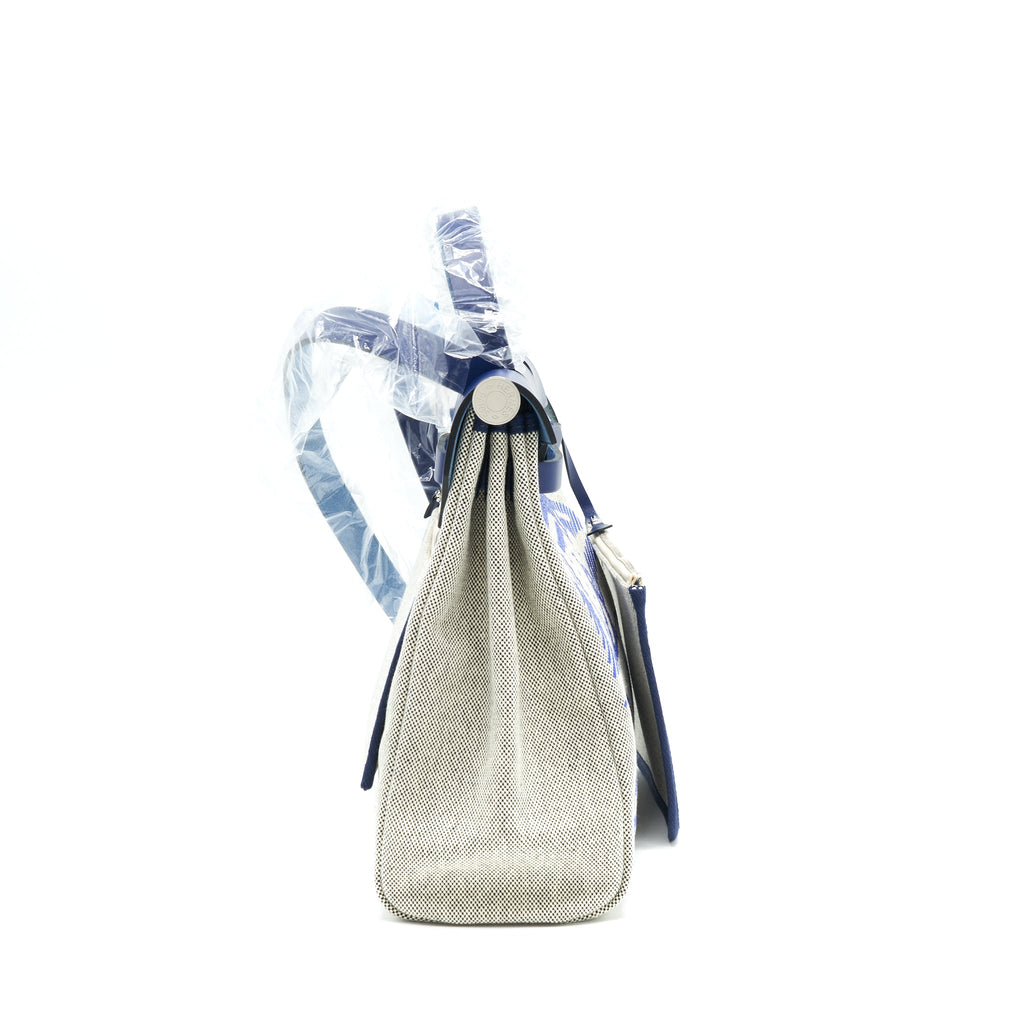 HERMES HERBAG ZIP 31 RETOURNE BAG BLUE DE FRANCE/ ECRU