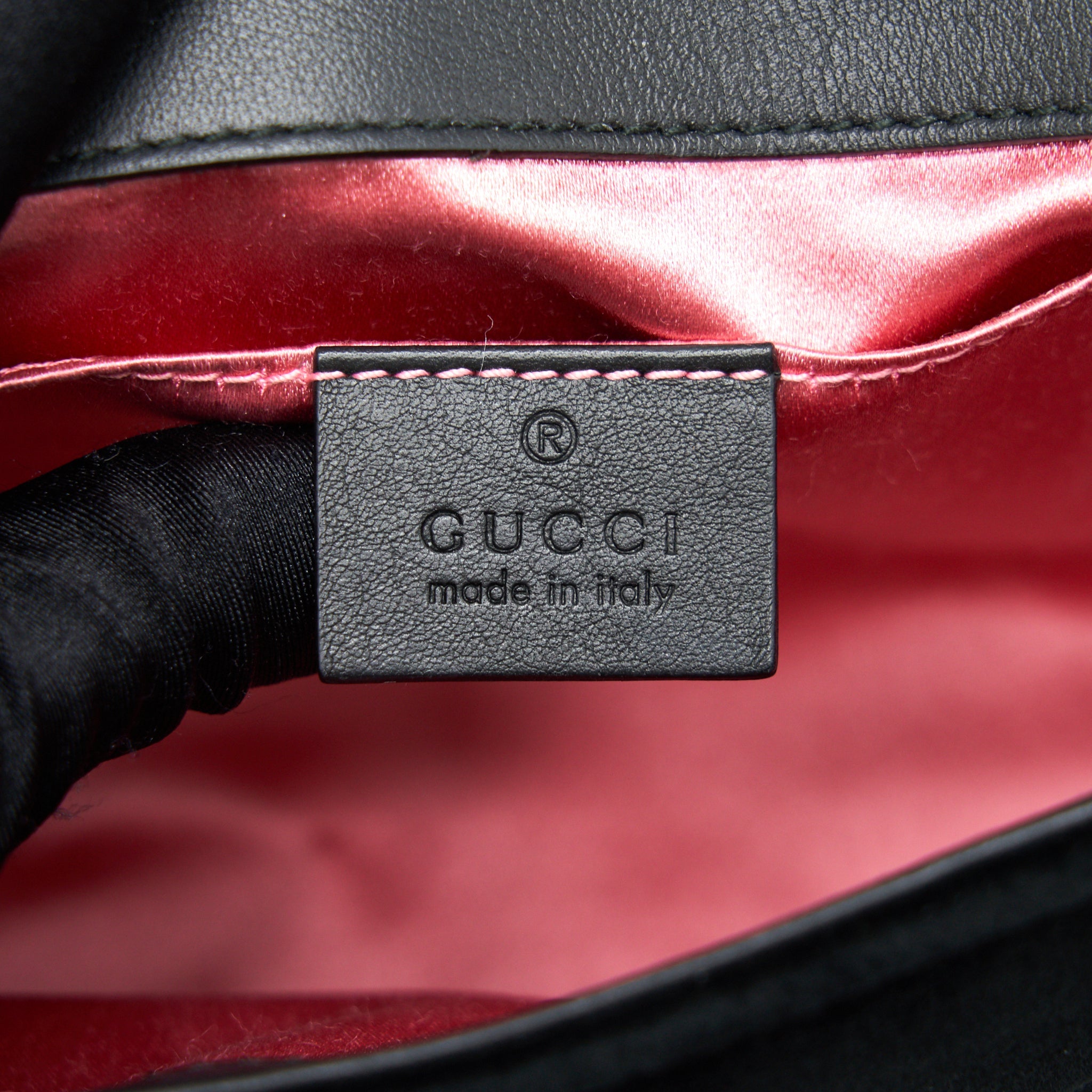 GUCCI VELVET MINI GG MARMONT BAG BLACK
