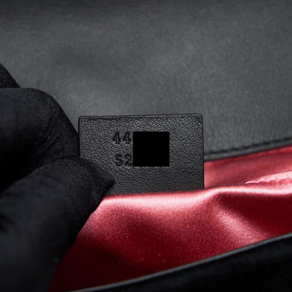 GUCCI VELVET MINI GG MARMONT BAG BLACK