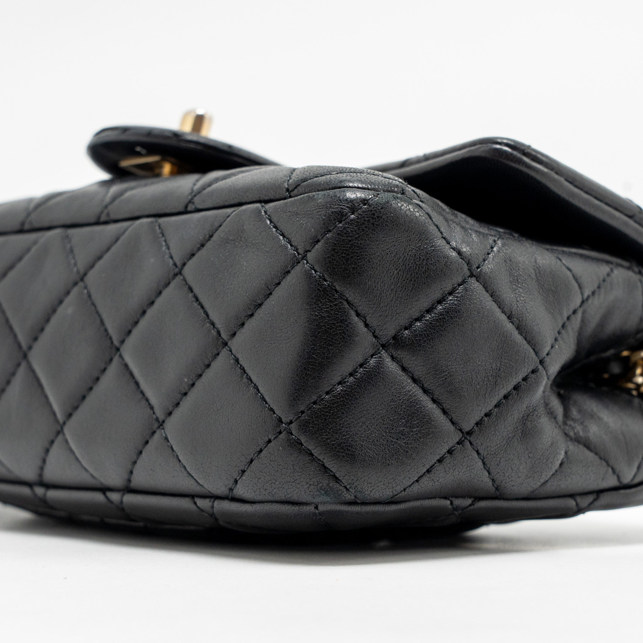 CHANEL PEARL CRUSH MINI RECTANGULAR FLAP BAG LAMBSKIN BLACK GHW