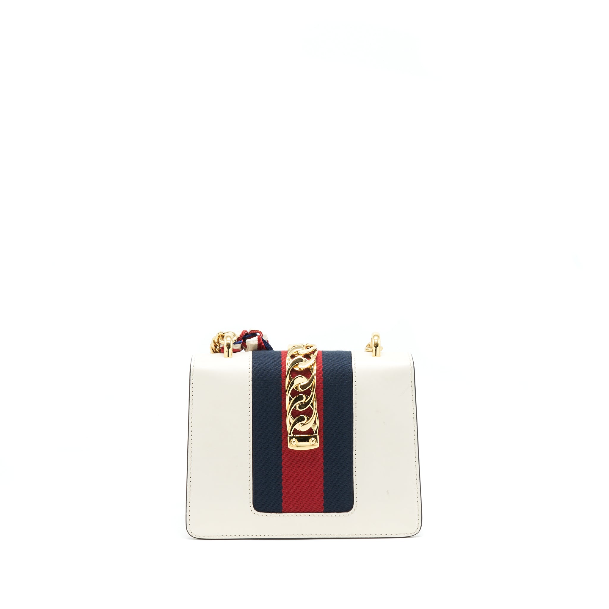 GUCCI MINI SYLVIE CROSSBODY CHAIN BAG WHITE