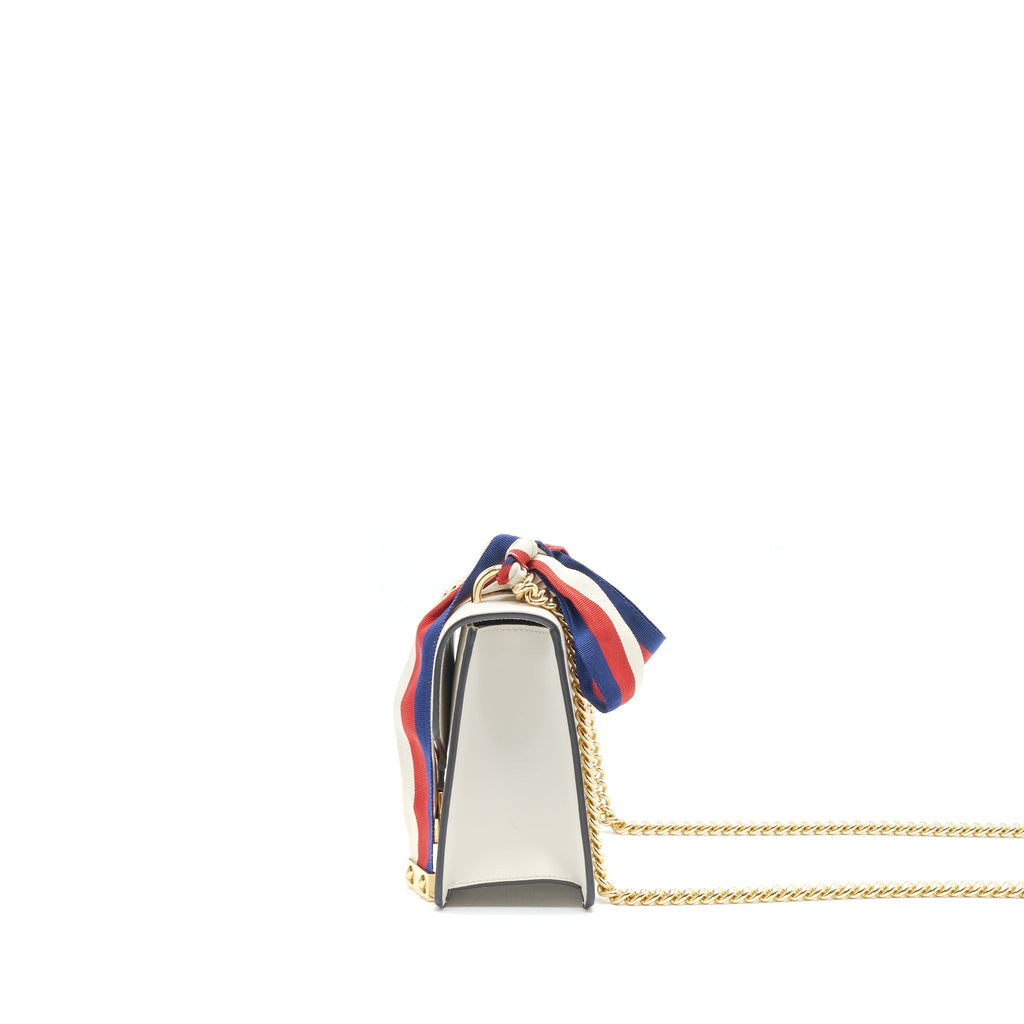 GUCCI MINI SYLVIE CROSSBODY CHAIN BAG WHITE