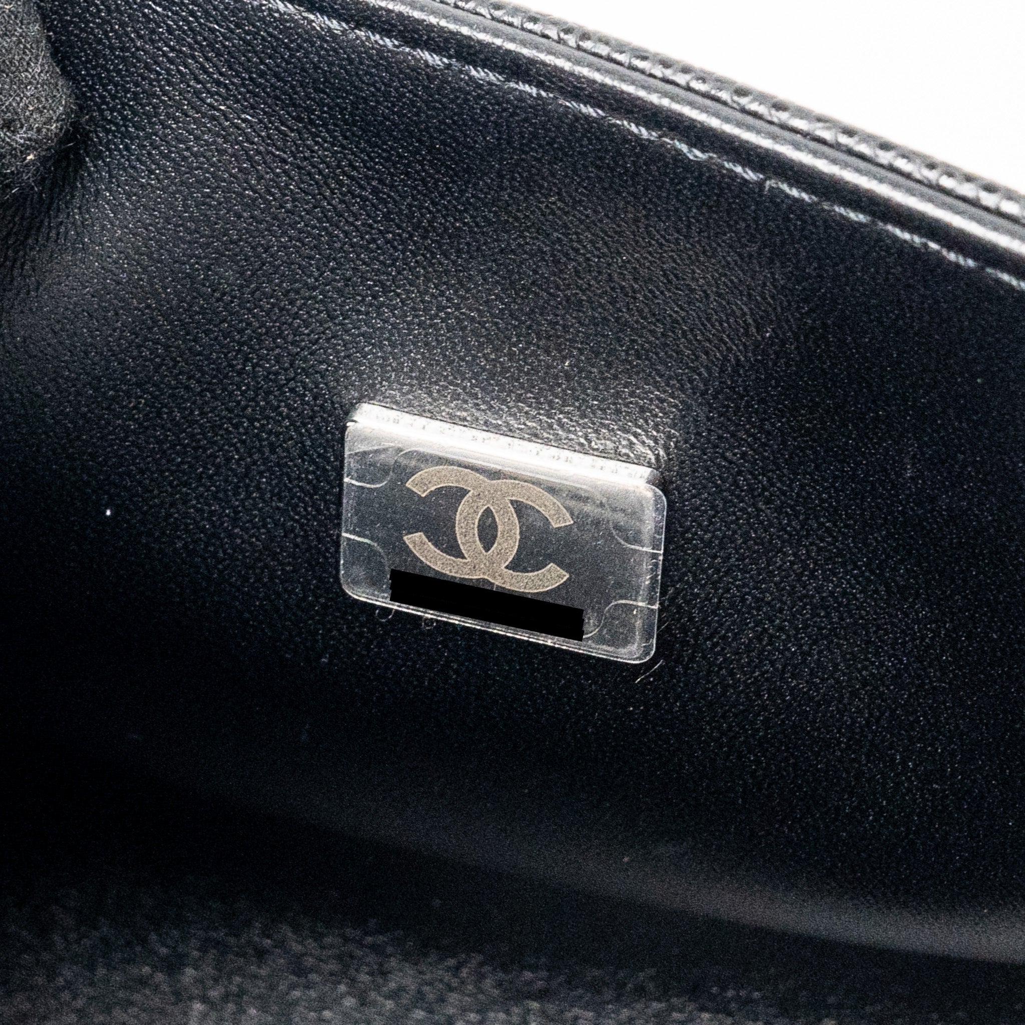 CHANEL SMALL BOY BAG CAVIAR BLACK RUTHENIUM HARDWARE (MICROCHIP)