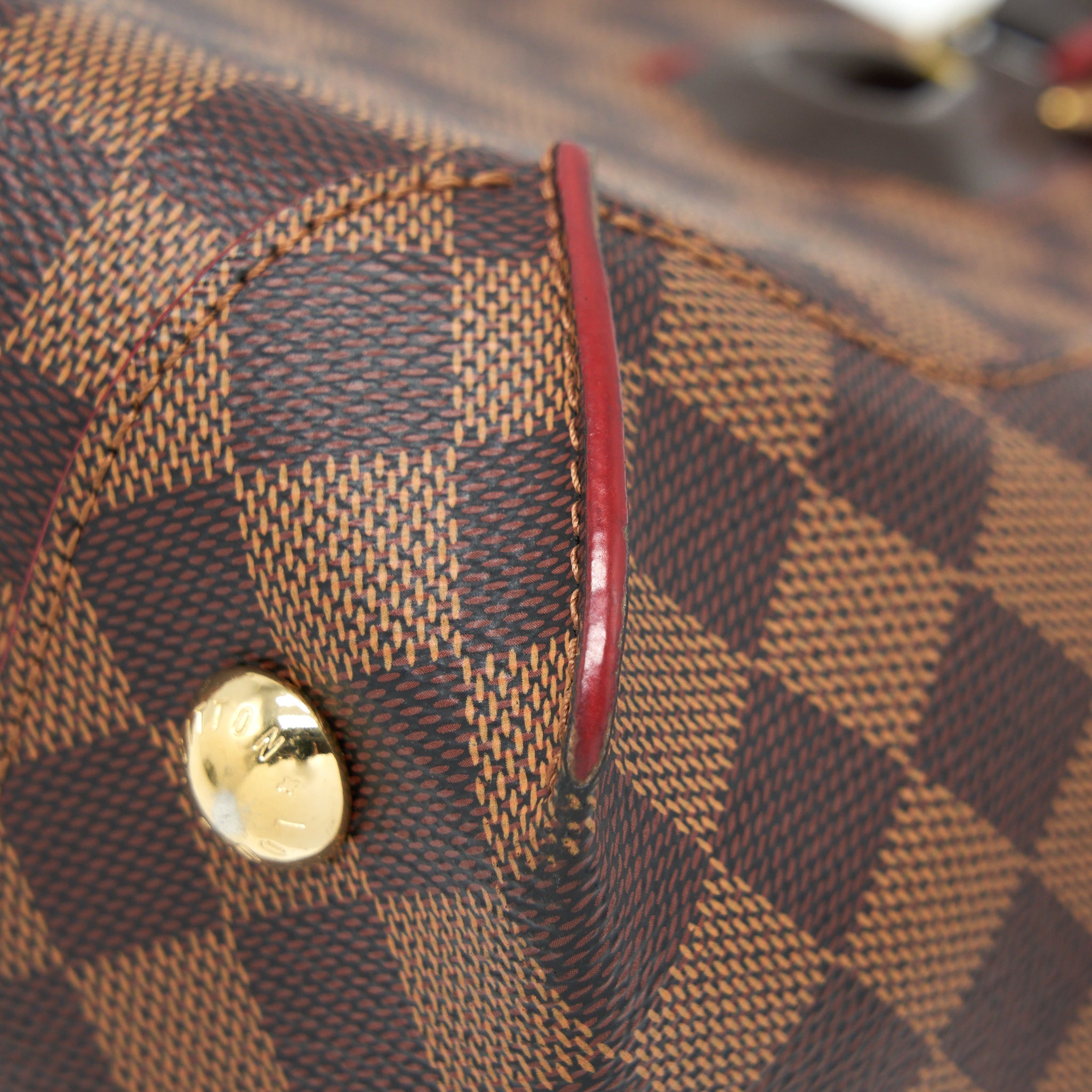 LOUIS VUITTON TOP HANDLE TOTE BAG WITH STRAP DAMIER EBENE/RED GHW