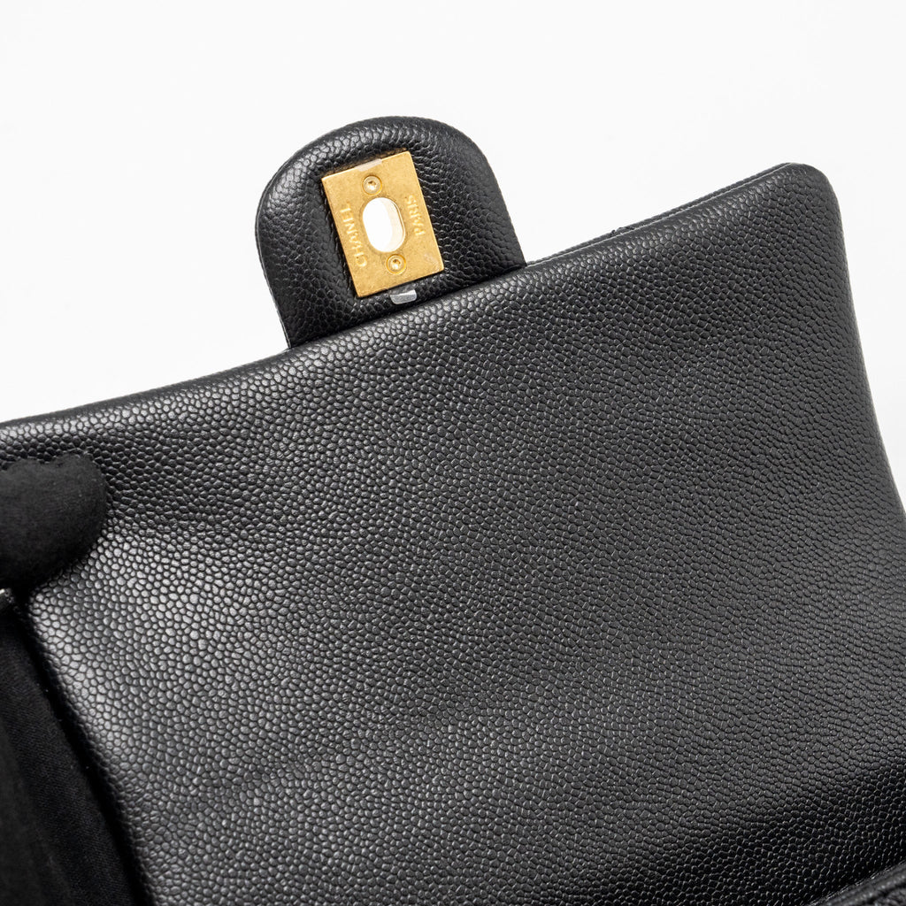 CHANEL 24P COCO LOVE SMALL FLAP BAG ADJUSTABLE CHAIN CAVIAR BLACK BRUSH GHW (MICROCHIP)