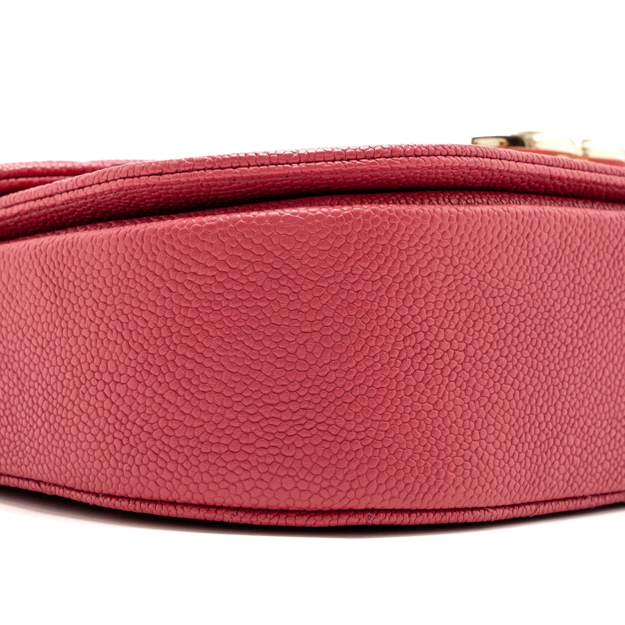 CHANEL GIANT CC LOGO MESSENGER BAG GRAINED CALFSKIN PINK LGHW