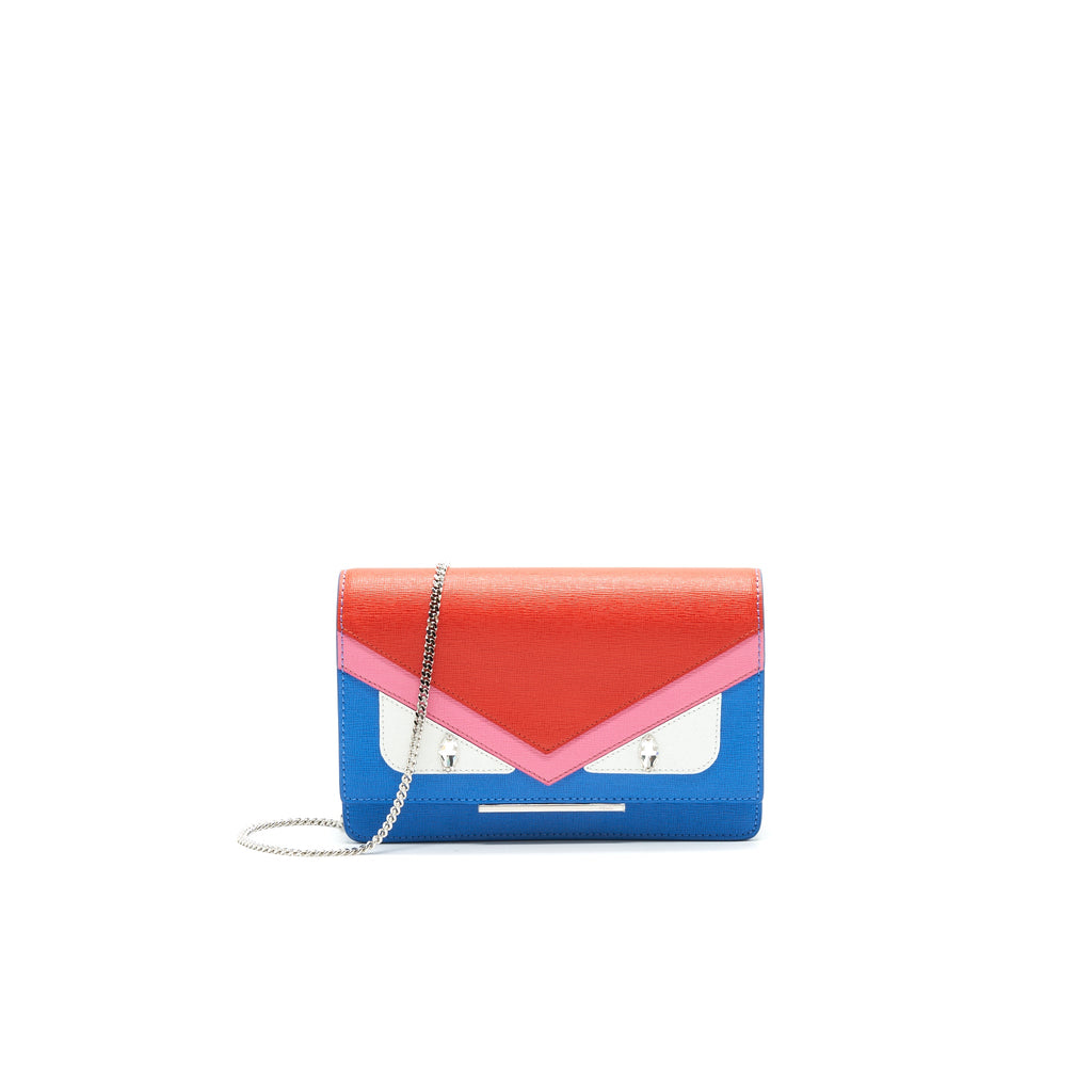 FENDI MONSTER WALLET ON CHAIN ORANGE/ BLUE