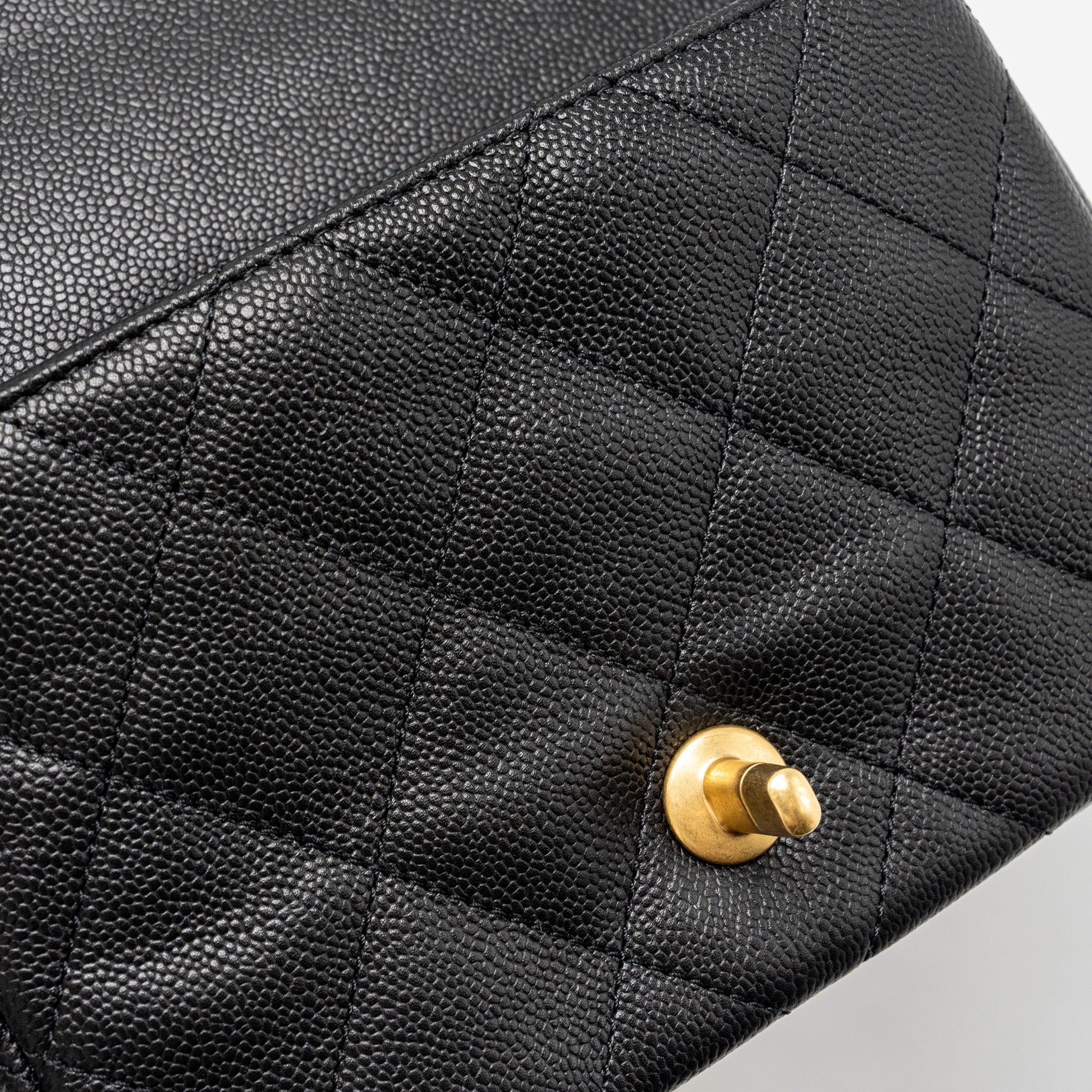 CHANEL 24P COCO LOVE SMALL FLAP BAG ADJUSTABLE CHAIN CAVIAR BLACK BRUSH GHW (MICROCHIP)