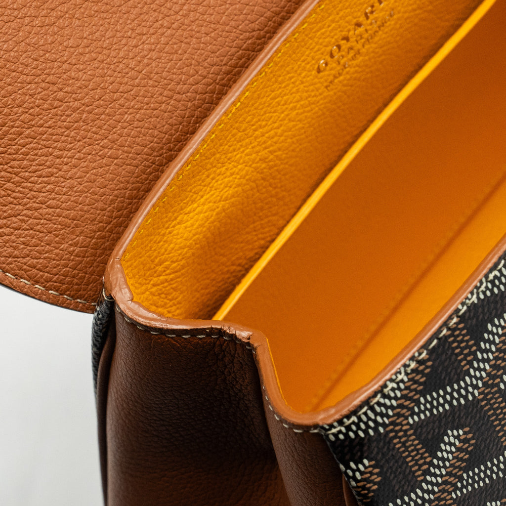 GOYARD MINI SAIGON BAG GOYARDINE CANVAS/CALFSKIN TAN/BLACK SHW
