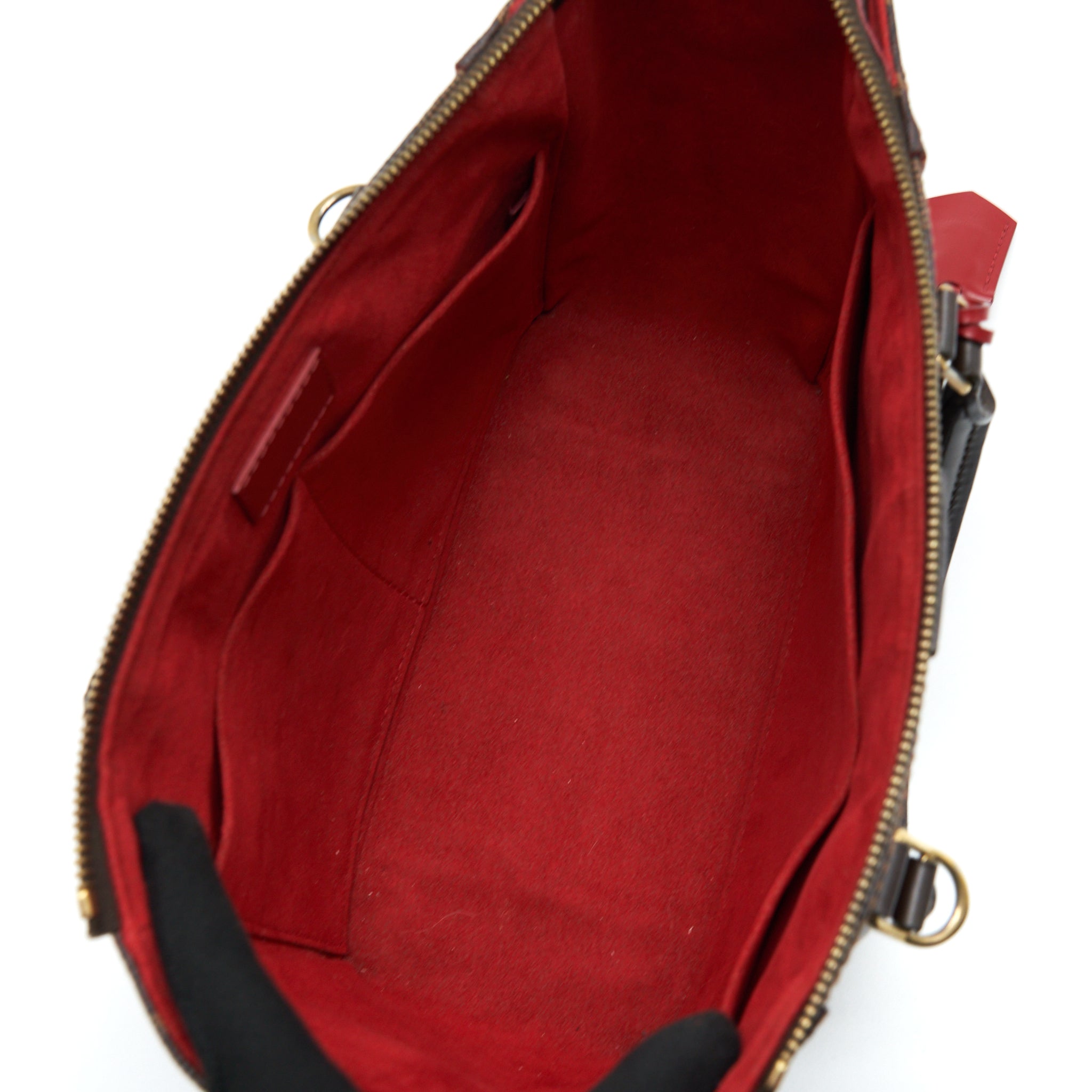 LOUIS VUITTON TOP HANDLE TOTE BAG WITH STRAP DAMIER EBENE/RED GHW