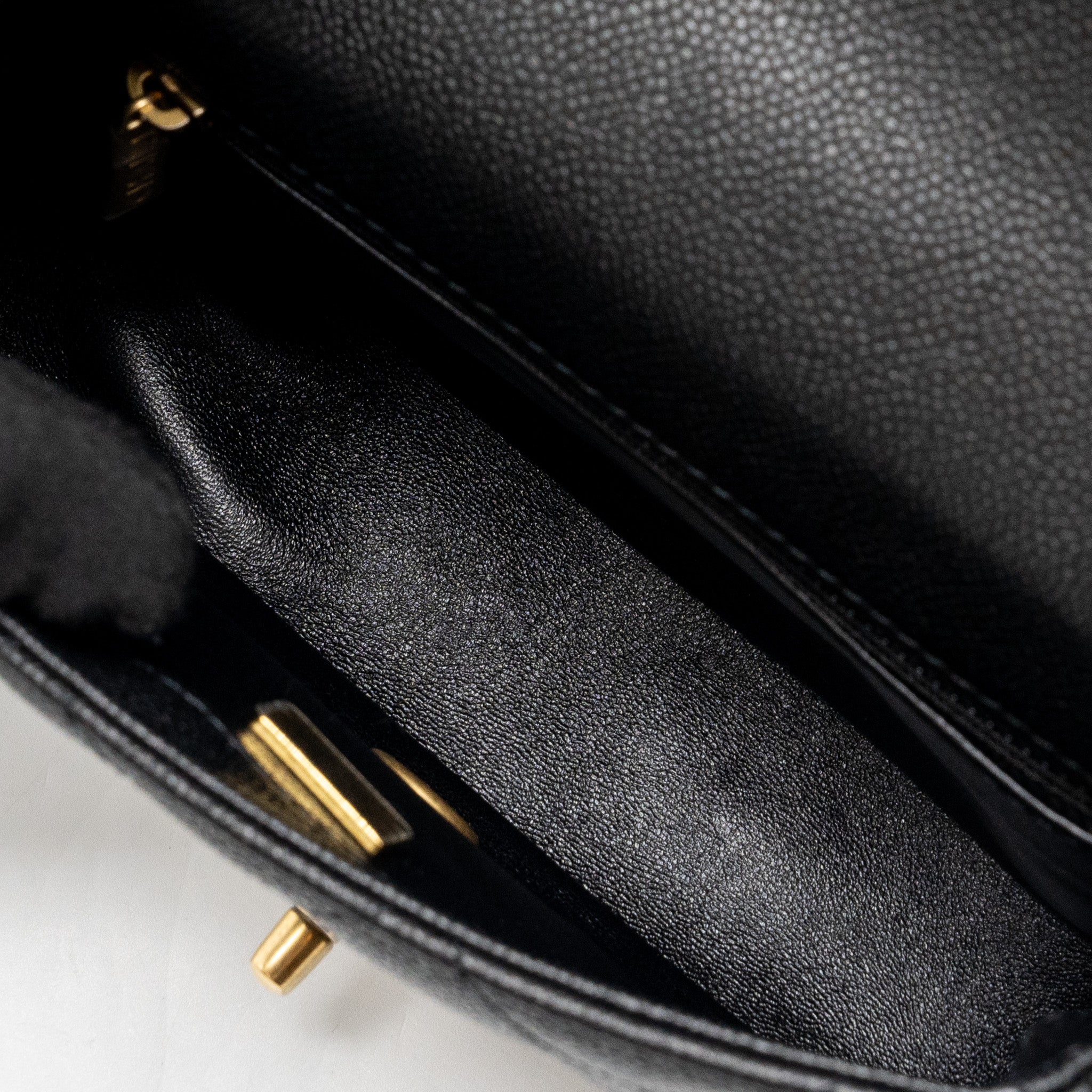 CHANEL 24P COCO LOVE SMALL FLAP BAG ADJUSTABLE CHAIN CAVIAR BLACK BRUSH GHW (MICROCHIP)