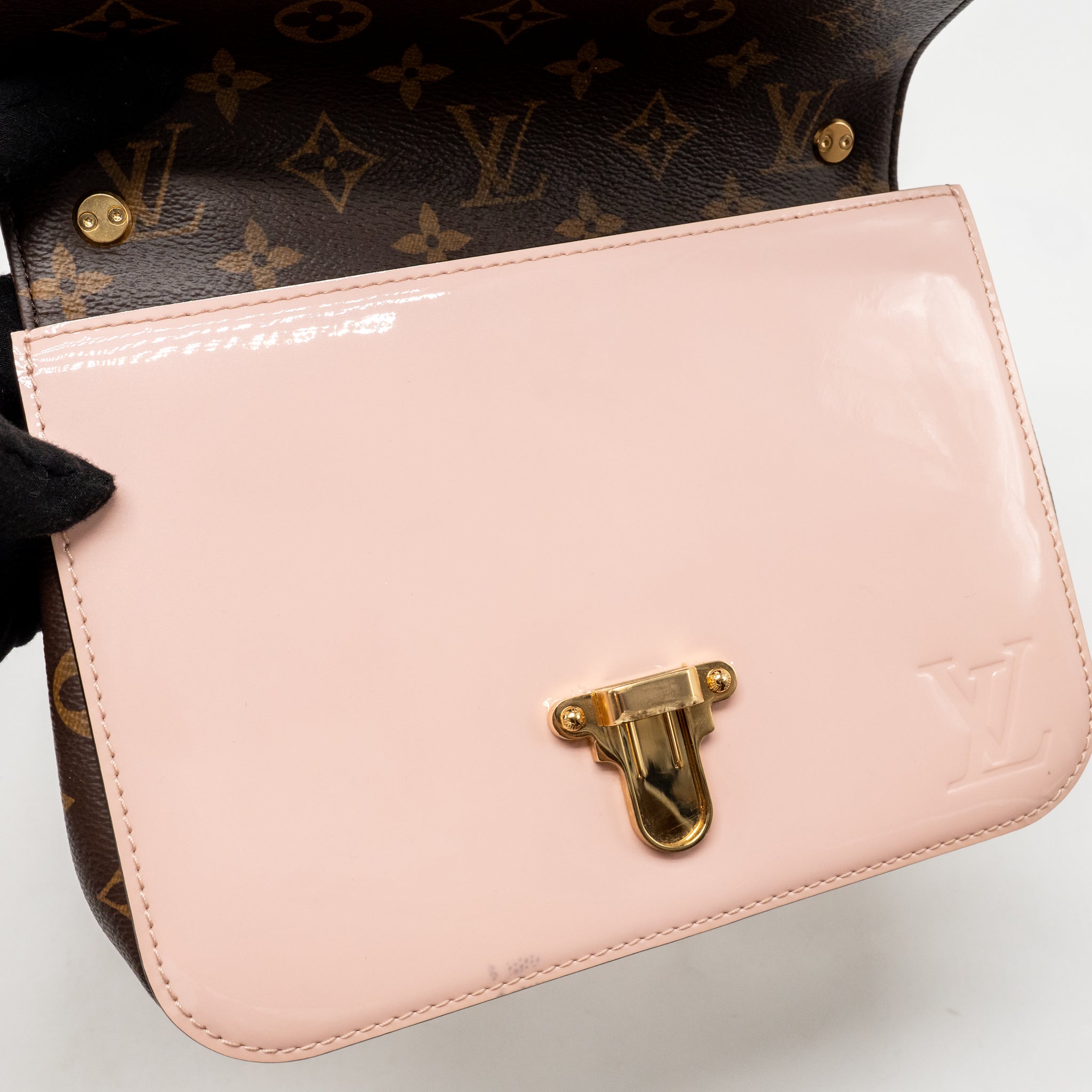 LOUIS VUITTON CHERRYWOOD BB SHOULDER BAG PATENT / MONOGRAM CANVAS LIGHT PINK GHW