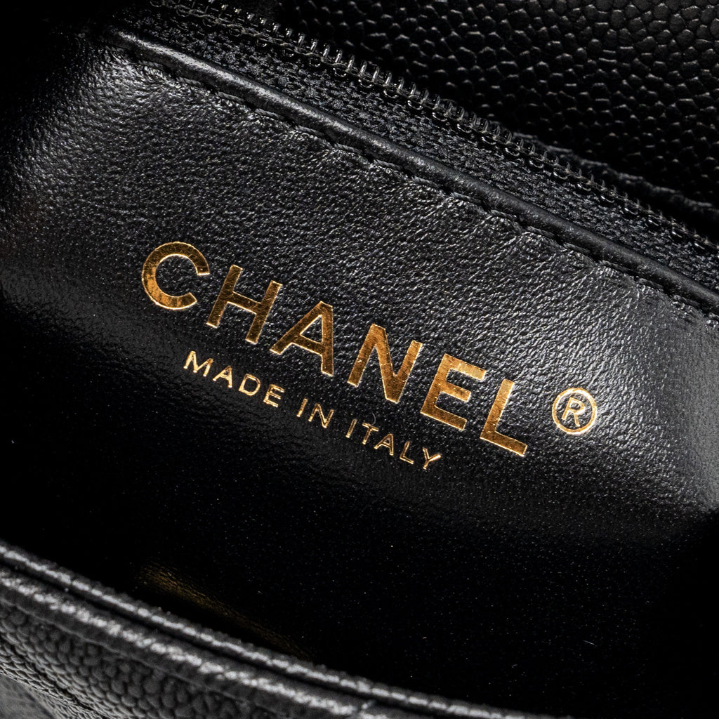 CHANEL 24P COCO LOVE SMALL FLAP BAG ADJUSTABLE CHAIN CAVIAR BLACK BRUSH GHW (MICROCHIP)