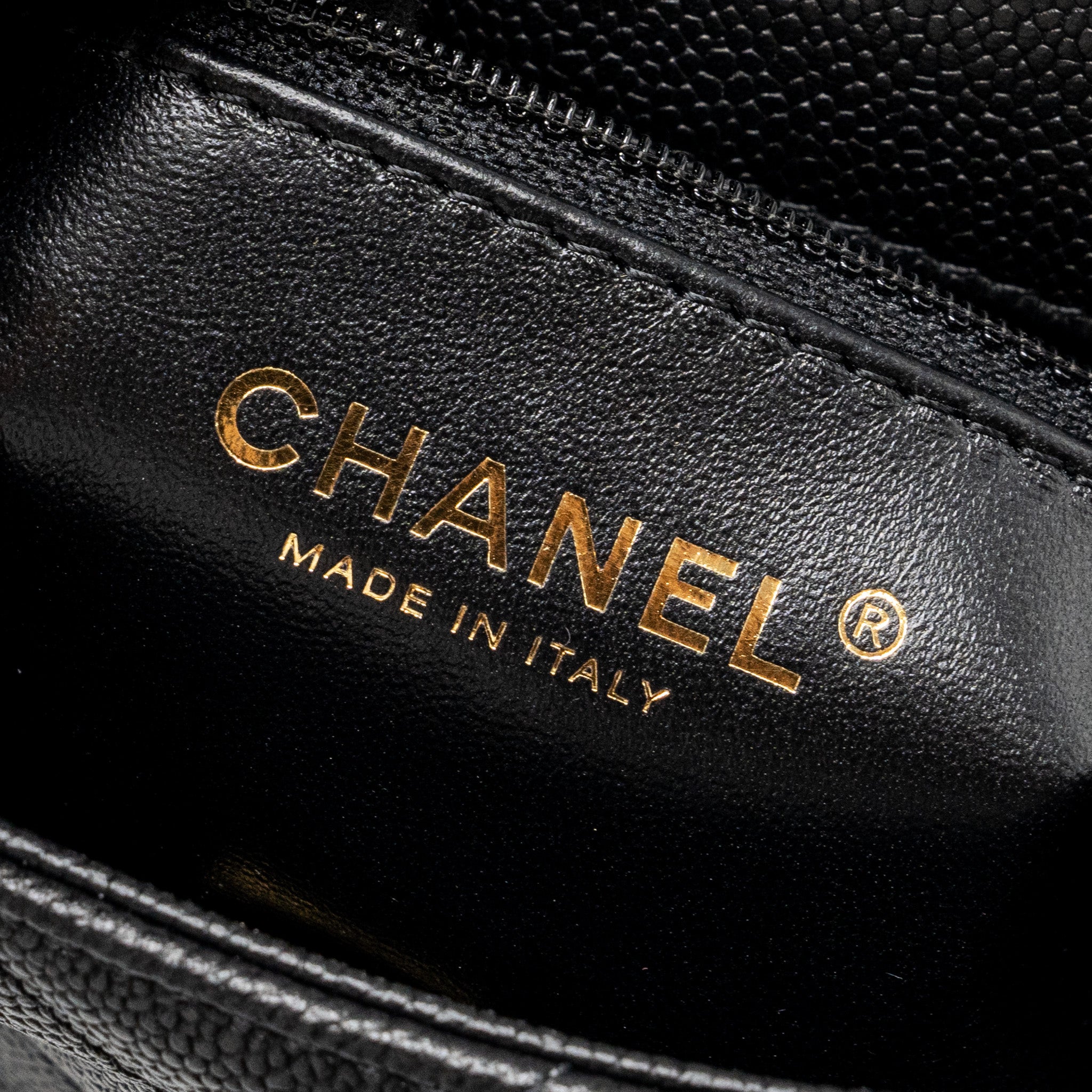 CHANEL 24P COCO LOVE SMALL FLAP BAG ADJUSTABLE CHAIN CAVIAR BLACK BRUSH GHW (MICROCHIP)
